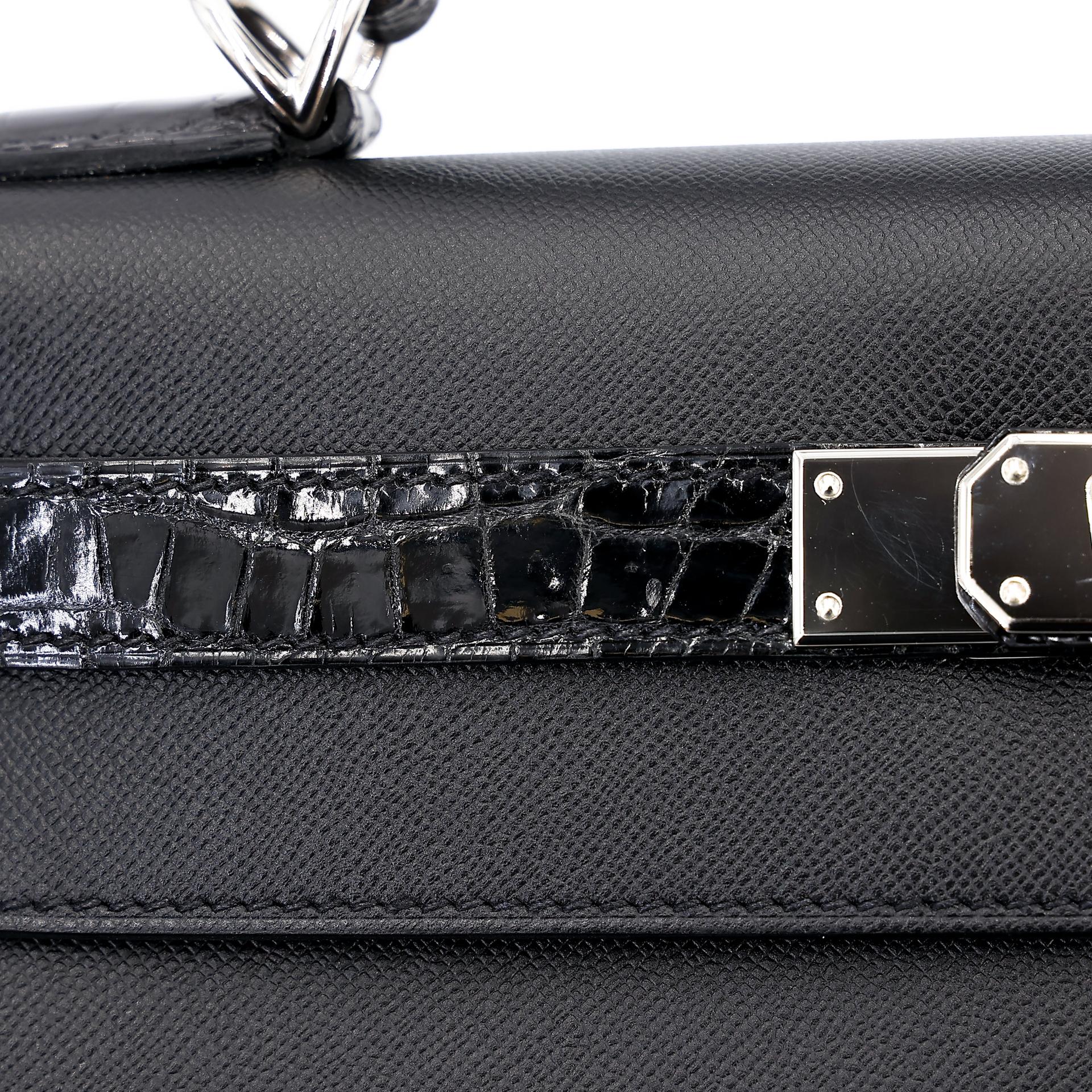 Excellent ( Rank SA ) HERMÈS Kelly 28 Sellier Touch Black (89) Madame Niloticus Crocodile Palladium hardware U (2022) - 8