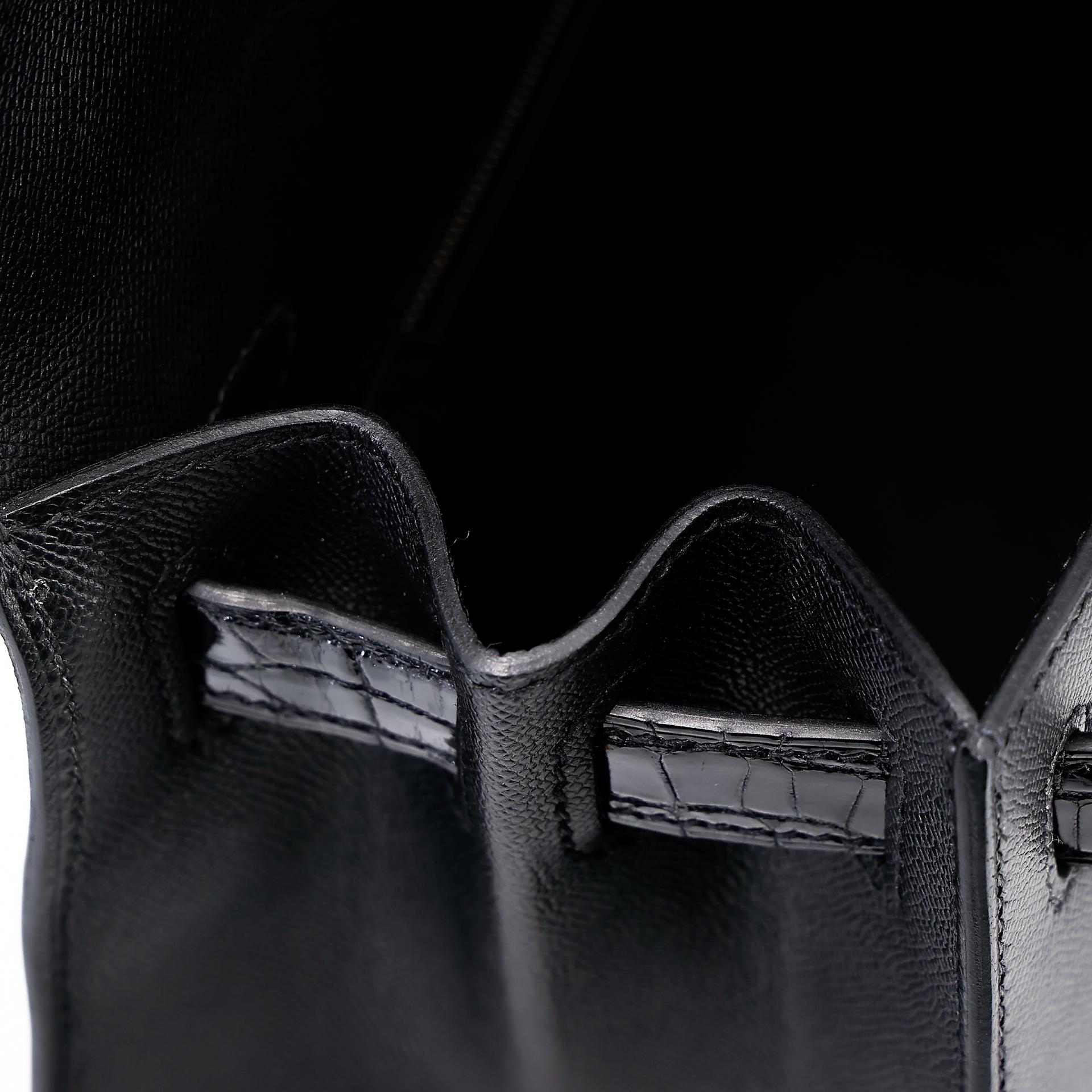 Excellent ( Rank SA ) HERMÈS Kelly 28 Sellier Touch Black (89) Madame Niloticus Crocodile Palladium hardware U (2022) - 18