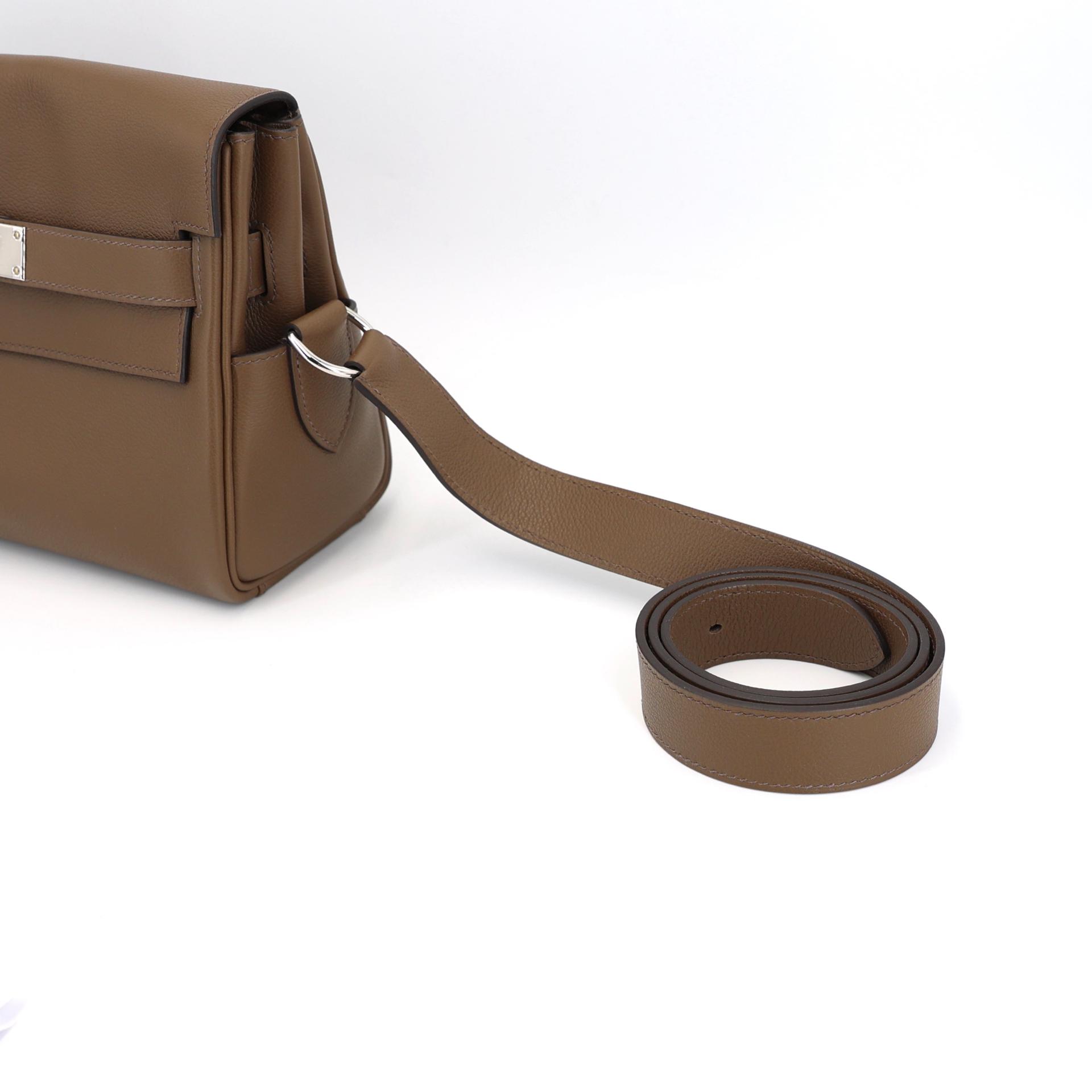 Brand New ( Rank N ) HERMÈS Kelly Messenger PM Ecorce (4C) Evercolor Palladium hardware B (2023) - 3