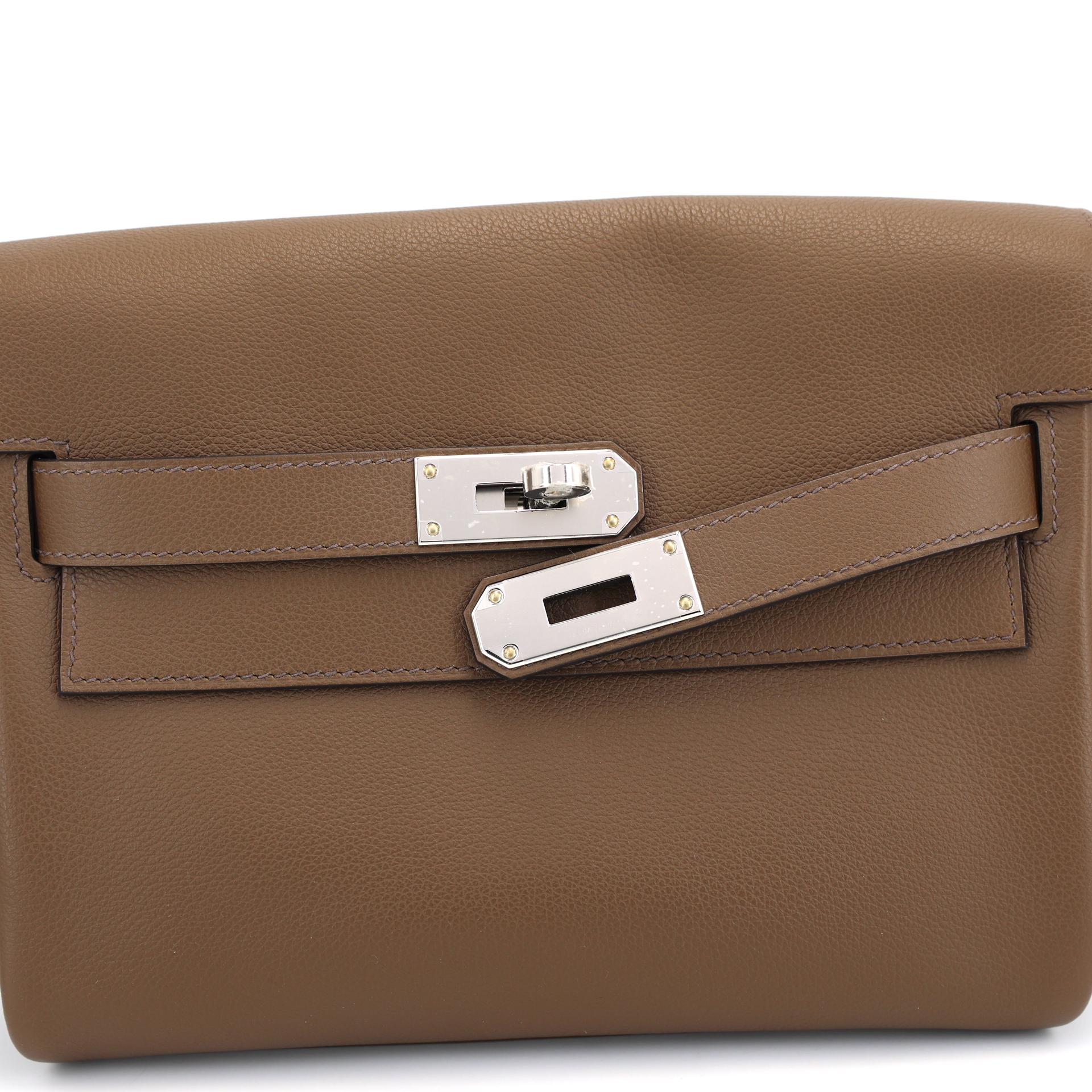 Brand New ( Rank N ) HERMÈS Kelly Messenger PM Ecorce (4C) Evercolor Palladium hardware B (2023) - 9