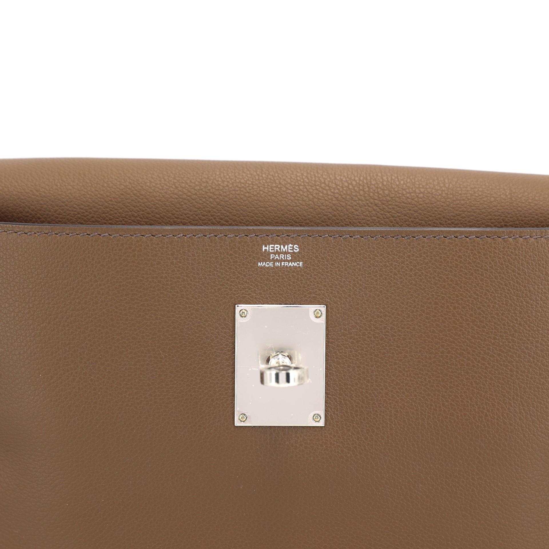 Brand New ( Rank N ) HERMÈS Kelly Messenger PM Ecorce (4C) Evercolor Palladium hardware B (2023) - 10