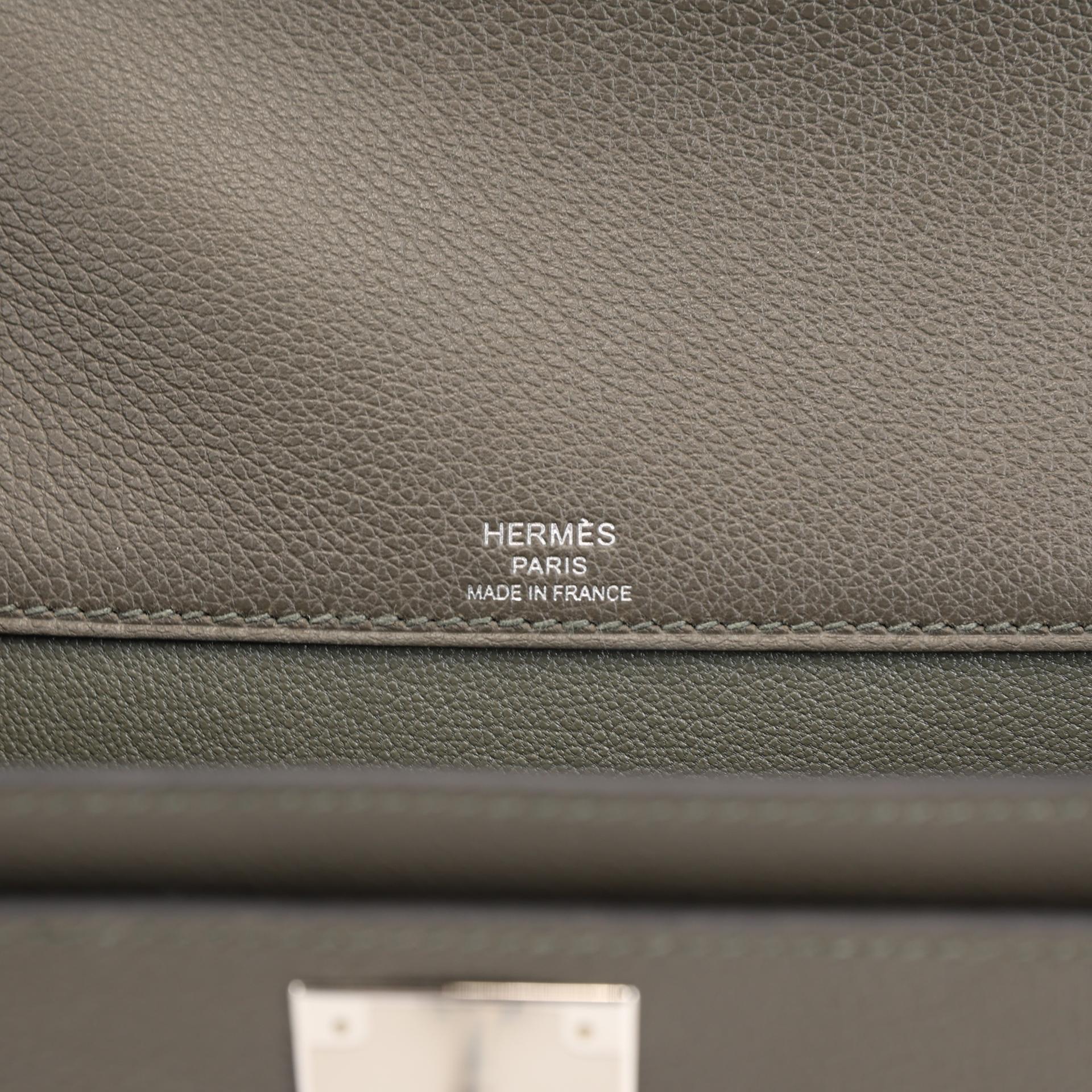 Brand New ( Rank N ) HERMÈS Kelly depeches 25 Colormatic 
 Fauve (34) Black (89) Vert de Gris (C6) Evercolor Palladium hardware B (2023) - 11