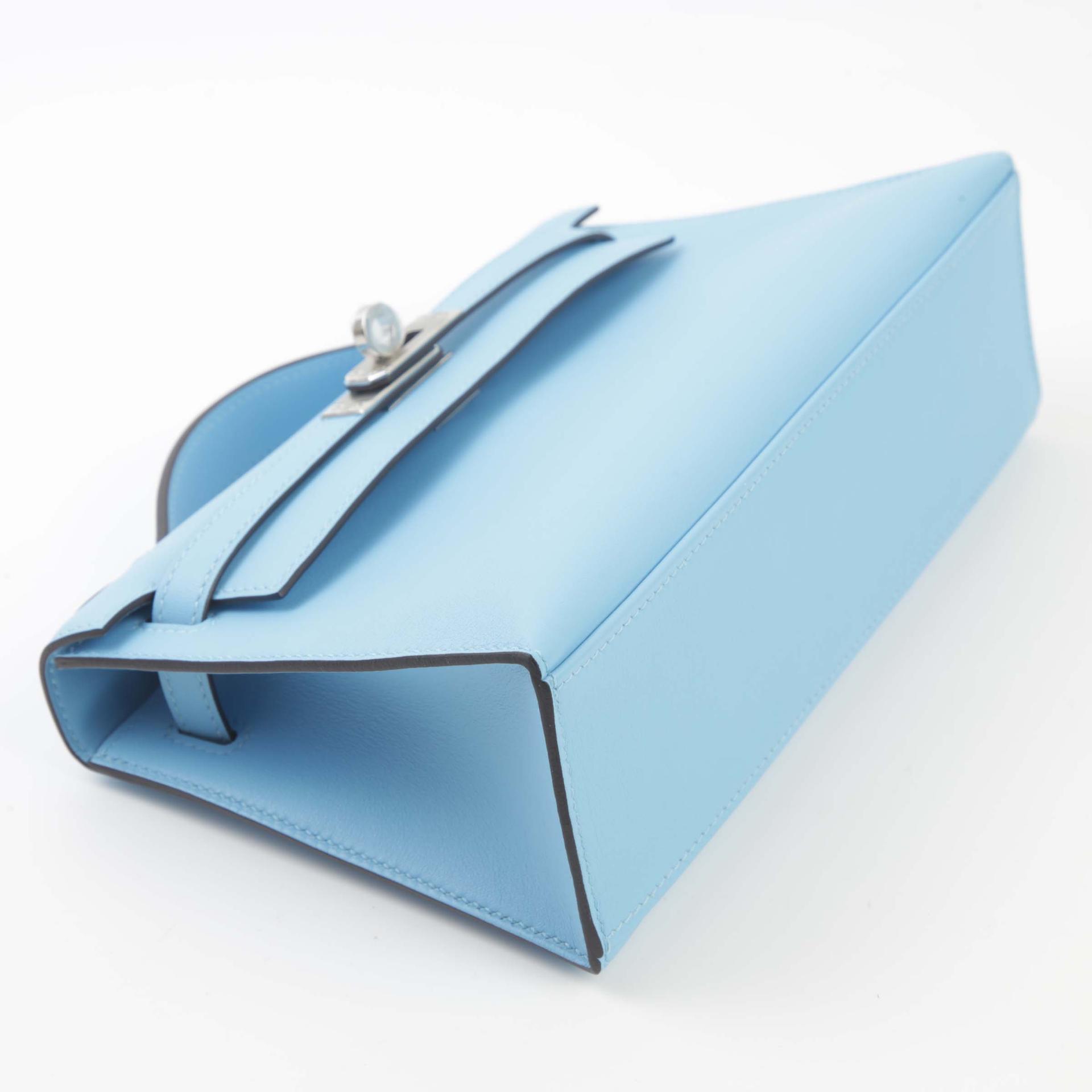 Unused ( Rank NS ) HERMÈS Kelly Pochette Celeste (7N) Swift Palladium hardware B (2023) - 4