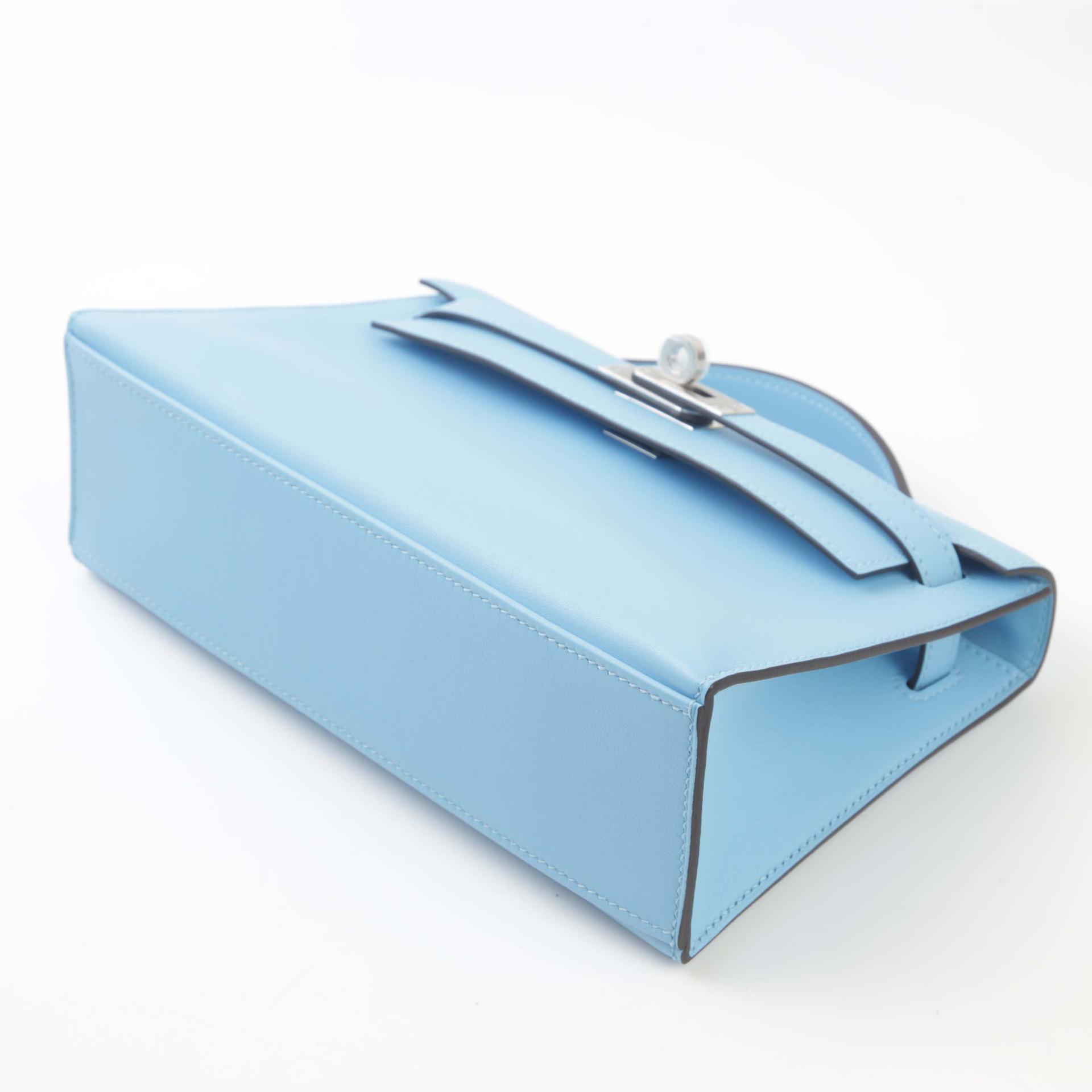 Unused ( Rank NS ) HERMÈS Kelly Pochette Celeste (7N) Swift Palladium hardware B (2023) - 5