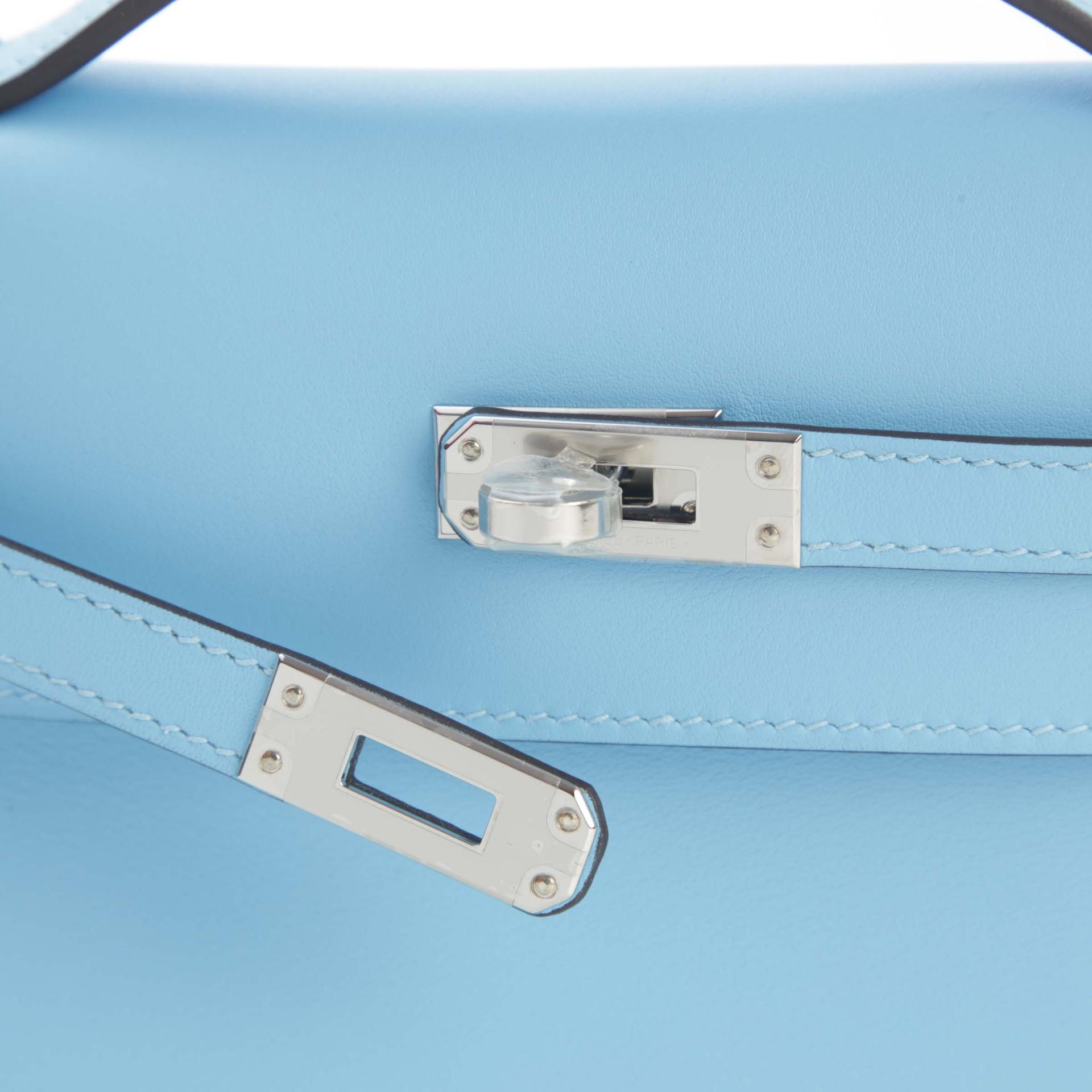 Unused ( Rank NS ) HERMÈS Kelly Pochette Celeste (7N) Swift Palladium hardware B (2023) - 8