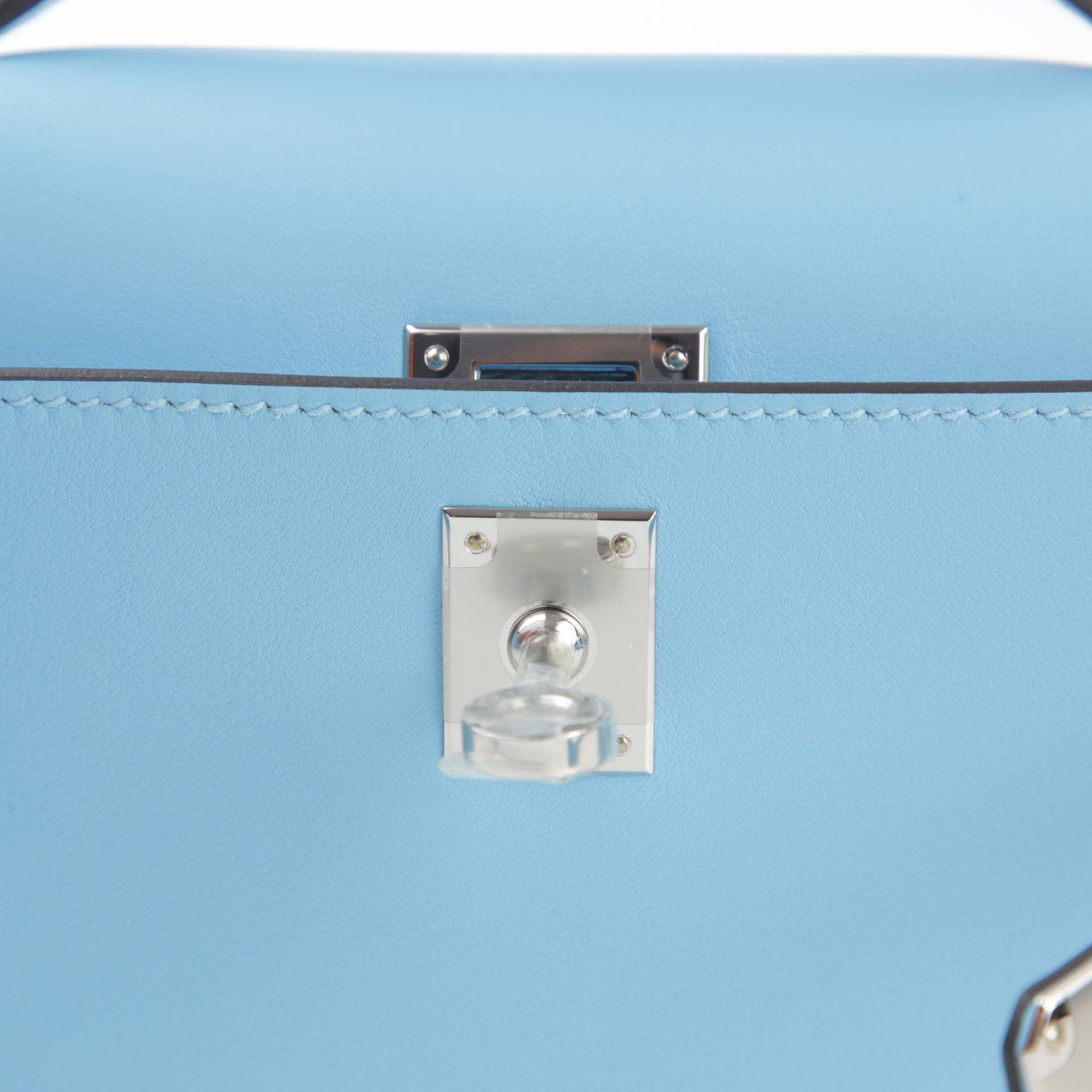 Unused ( Rank NS ) HERMÈS Kelly Pochette Celeste (7N) Swift Palladium hardware B (2023) - 9