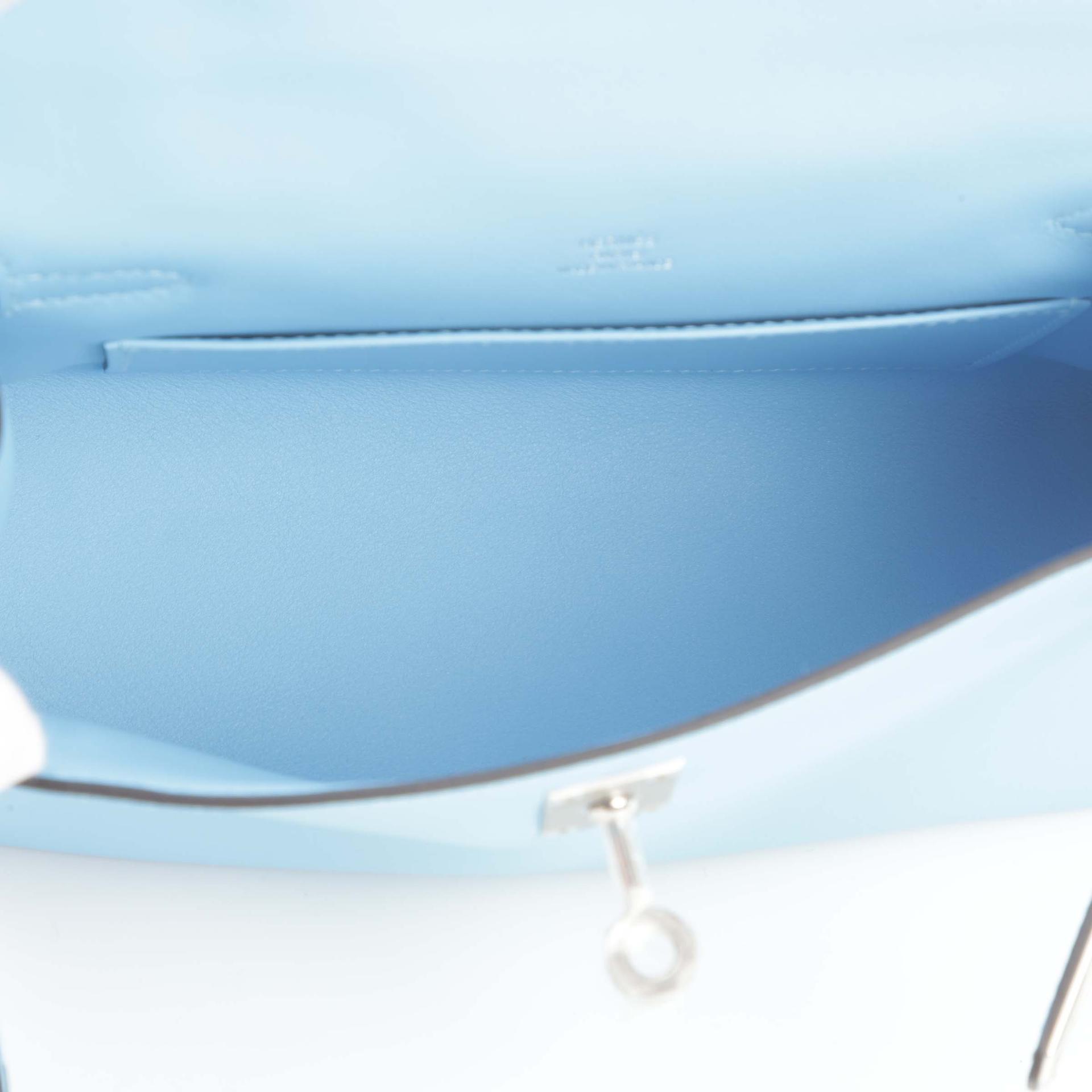 Unused ( Rank NS ) HERMÈS Kelly Pochette Celeste (7N) Swift Palladium hardware B (2023) - 11