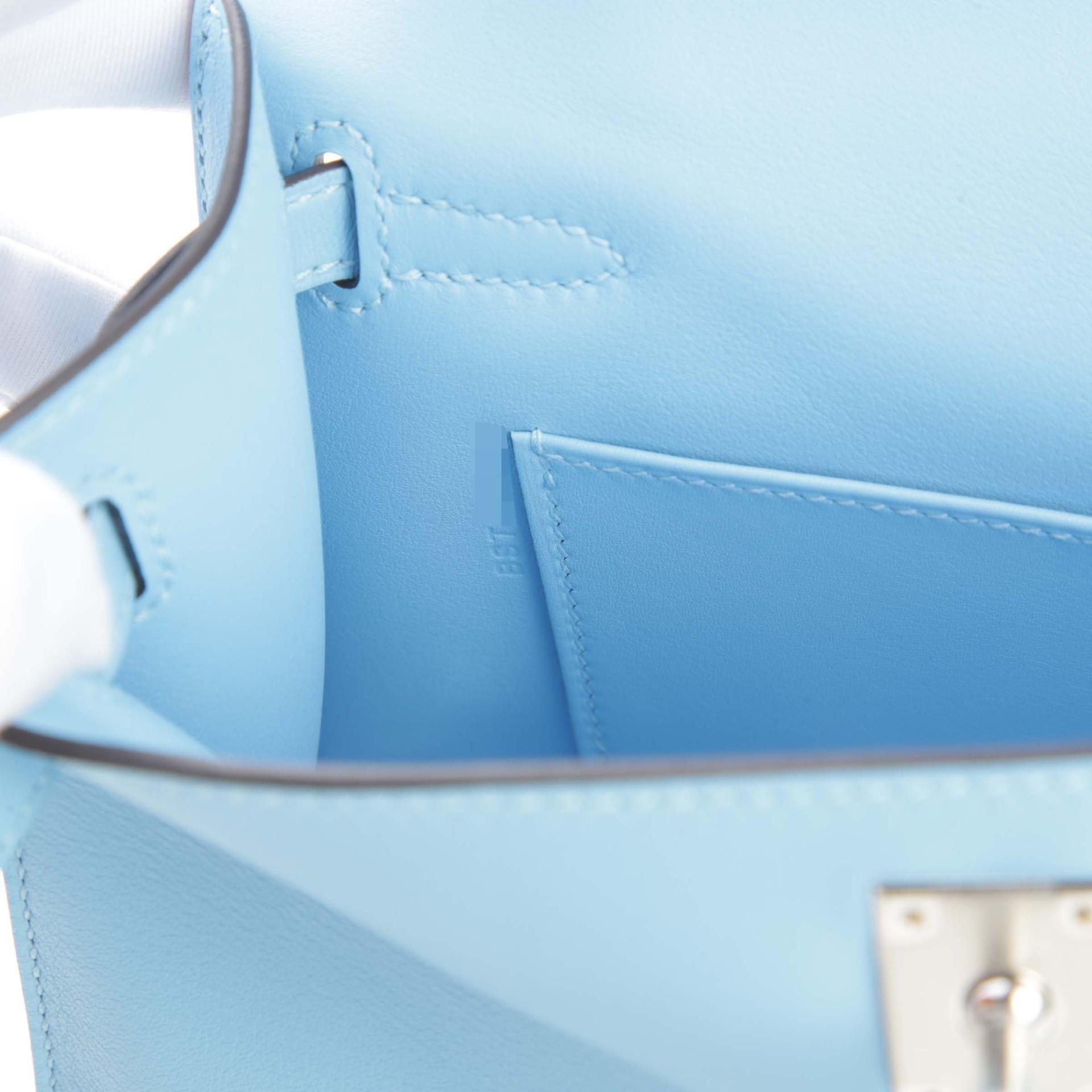Unused ( Rank NS ) HERMÈS Kelly Pochette Celeste (7N) Swift Palladium hardware B (2023) - 14
