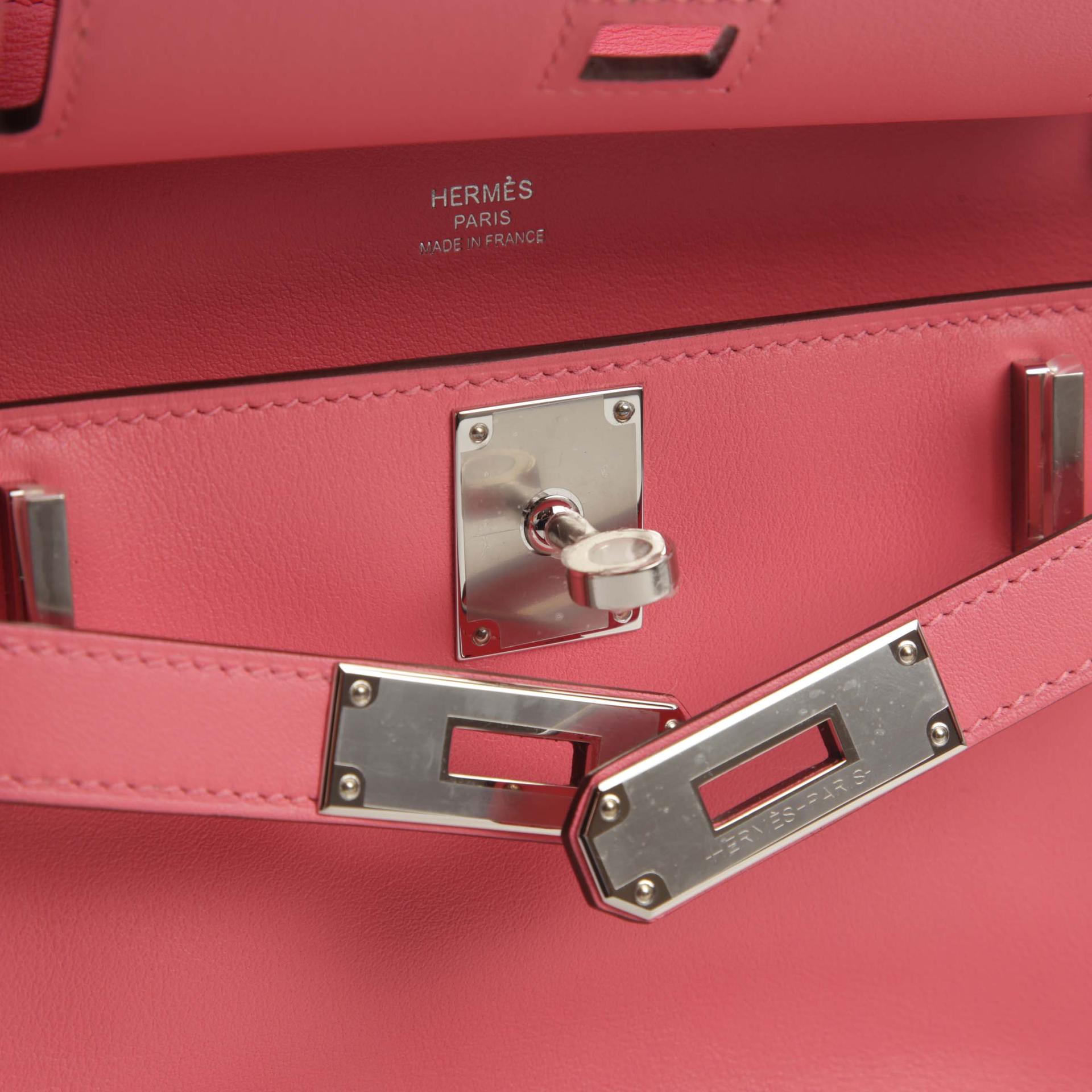 未使用保存品 HERMÈS 愛馬仕 Jypsiere 吉普赛 Mini 8W 唇膏粉 Rose Azalee Swift牛皮 銀扣 B刻 2023年 - 9