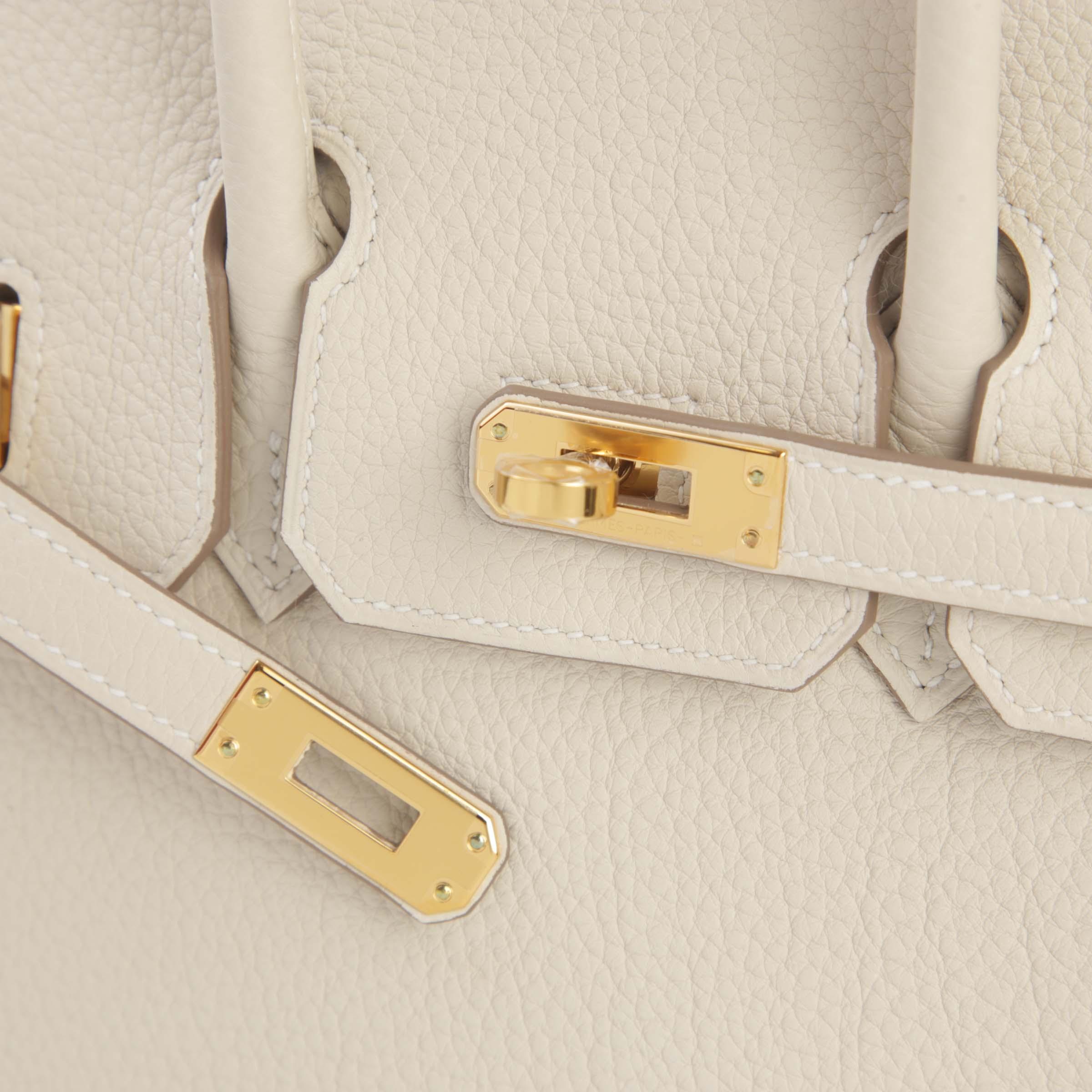 Brand New ( Rank N ) HERMÈS Birkin 25 Craie (10) Togo Gold hardware W (2024) - 8