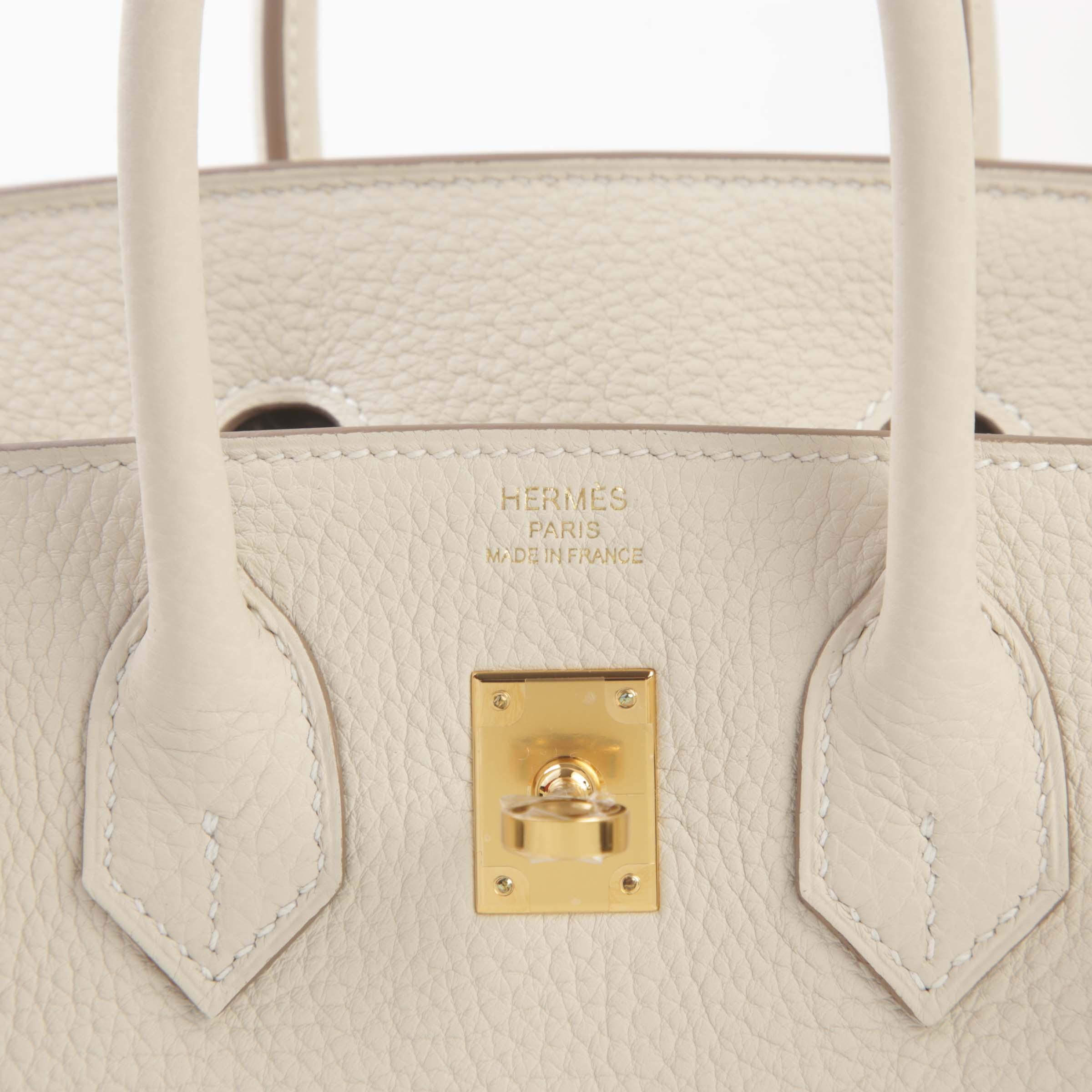 Brand New ( Rank N ) HERMÈS Birkin 25 Craie (10) Togo Gold hardware W (2024) - 9