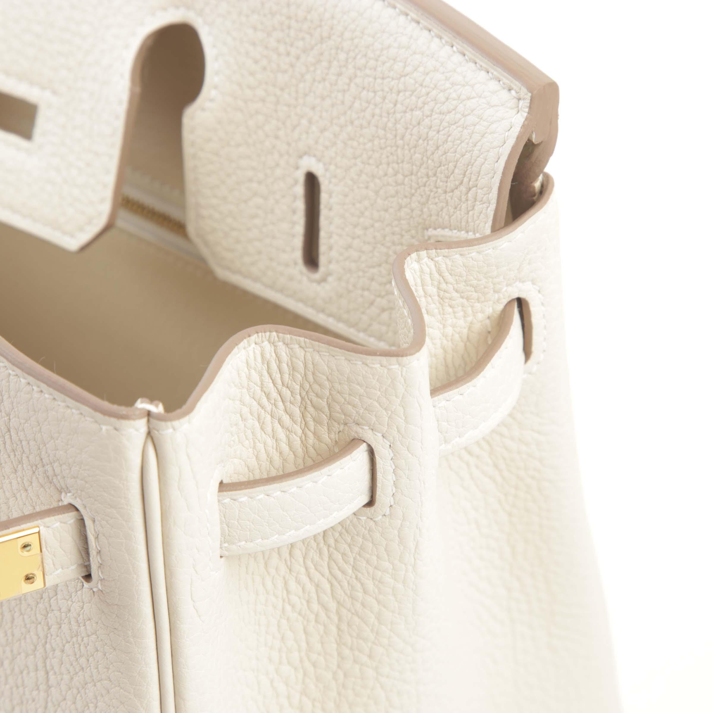 Brand New ( Rank N ) HERMÈS Birkin 25 Craie (10) Togo Gold hardware W (2024) - 11