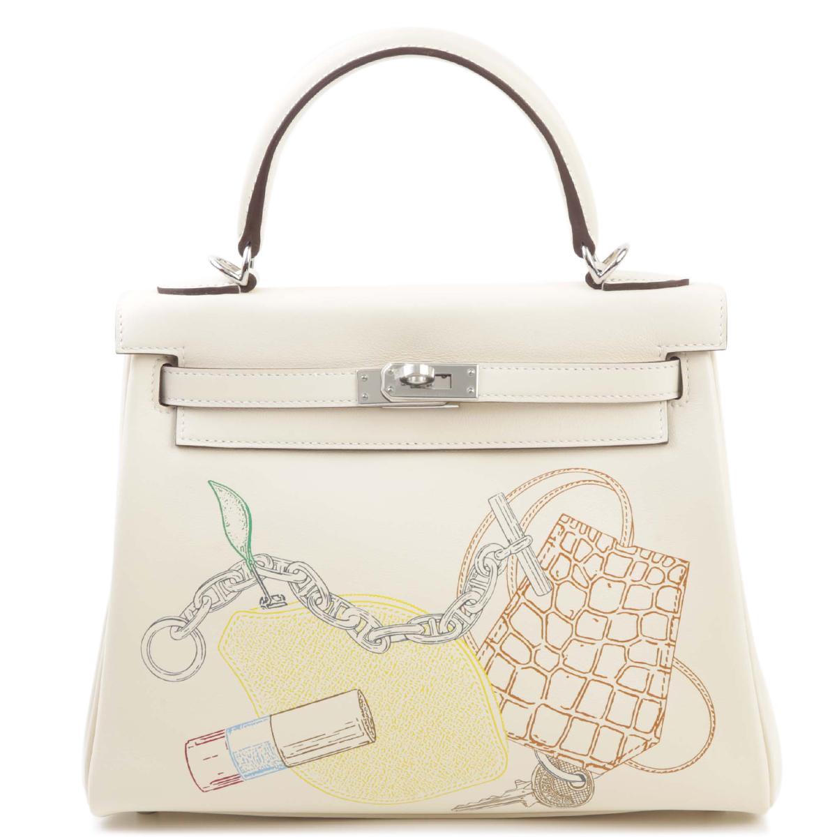 Unused ( Rank NS ) HERMÈS Limited Edition Kelly 25 In & out Nata (I2) Swift Palladium hardware Z (2021) - 1