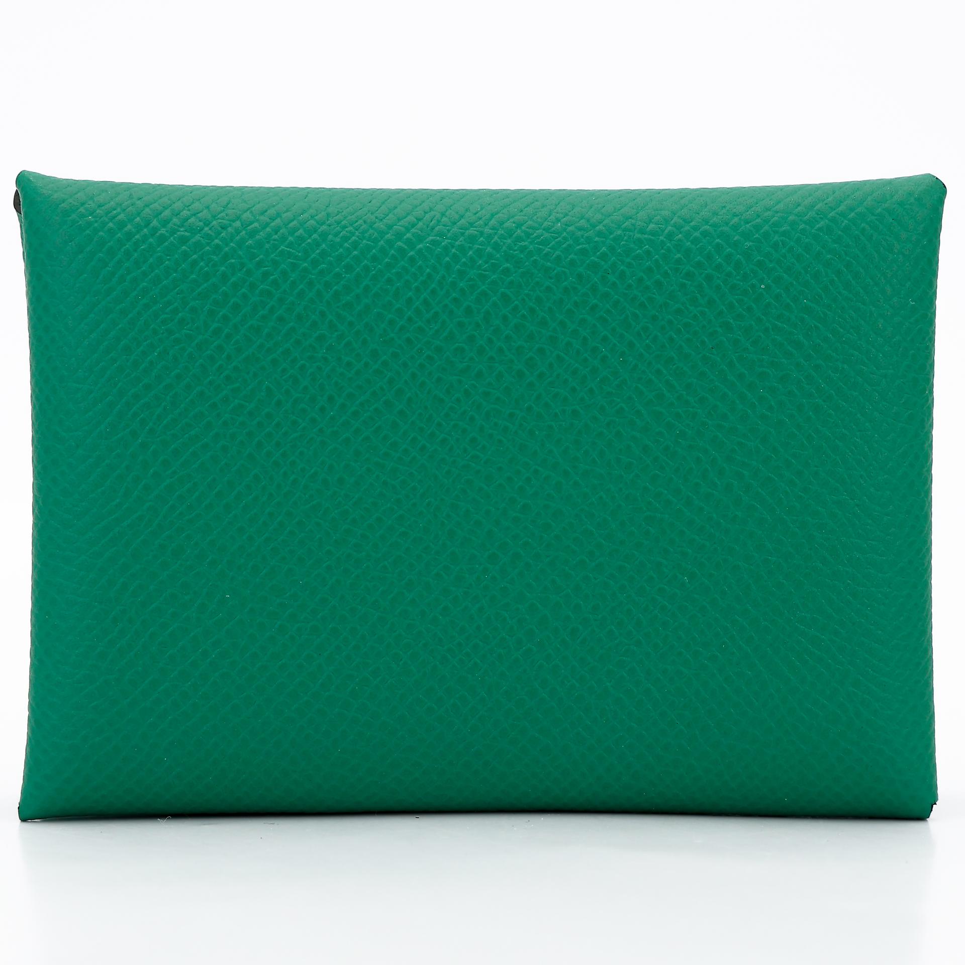 Brand New ( Rank N ) HERMÈS Calvi Duo card holder Jaune milton (i8) Vert Vertigo (U4) Epsom W (2024) - 2