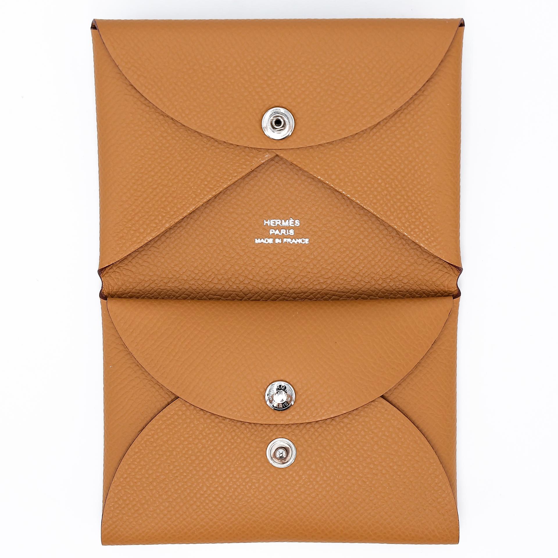 Brand New ( Rank N ) HERMÈS Calvi Duo card holder Sesame (2S) Epsom B (2023) - 7