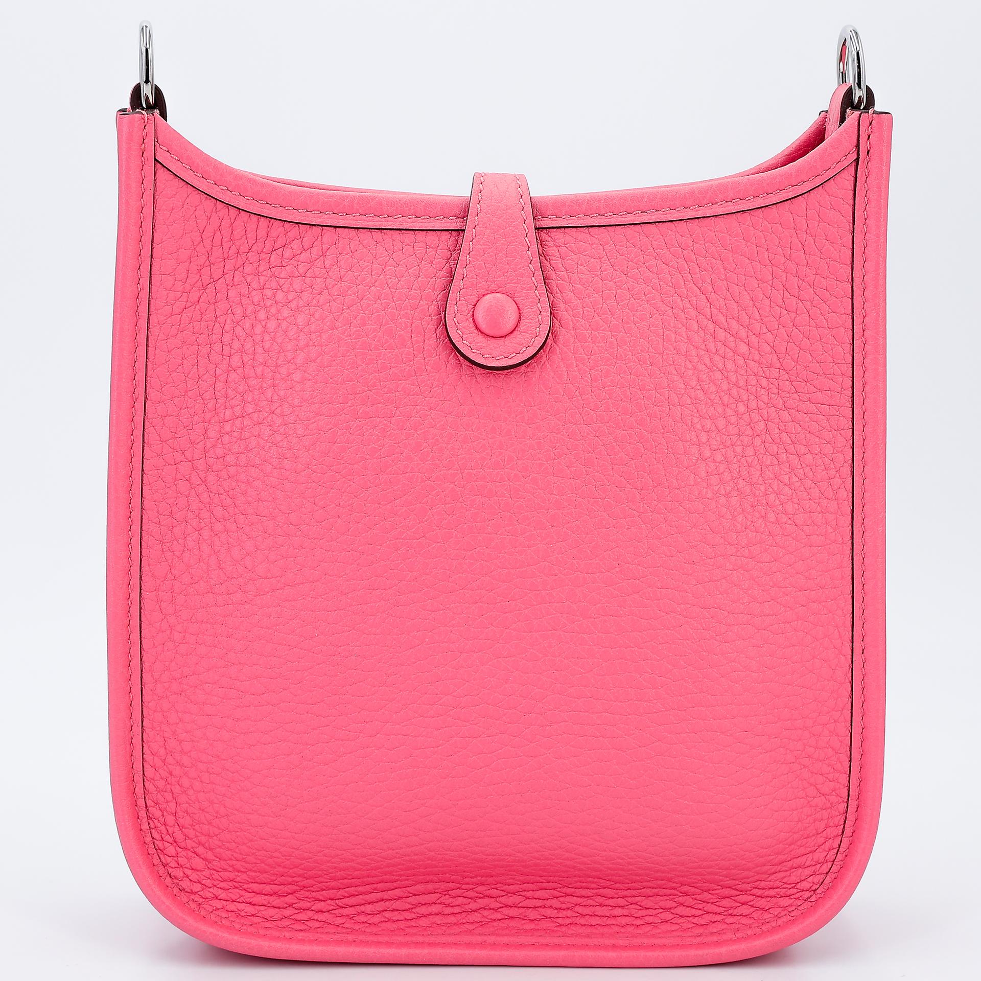 Excellent ( Rank SA ) HERMÈS Mini Evelyne 16 Amazone Rose Azalee (8W) Clemence Palladium hardware X (2016) - 2