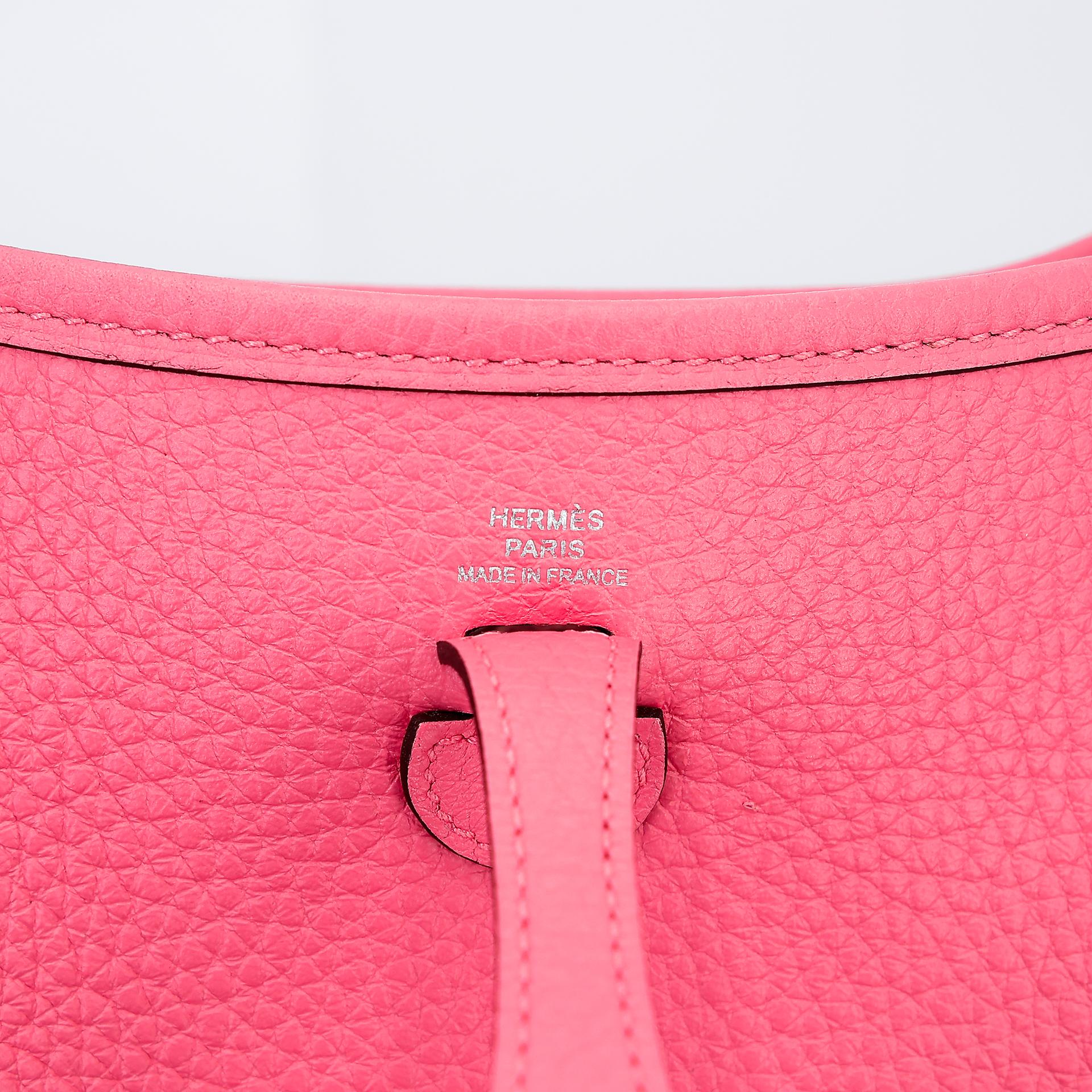 Excellent ( Rank SA ) HERMÈS Mini Evelyne 16 Amazone Rose Azalee (8W) Clemence Palladium hardware X (2016) - 9