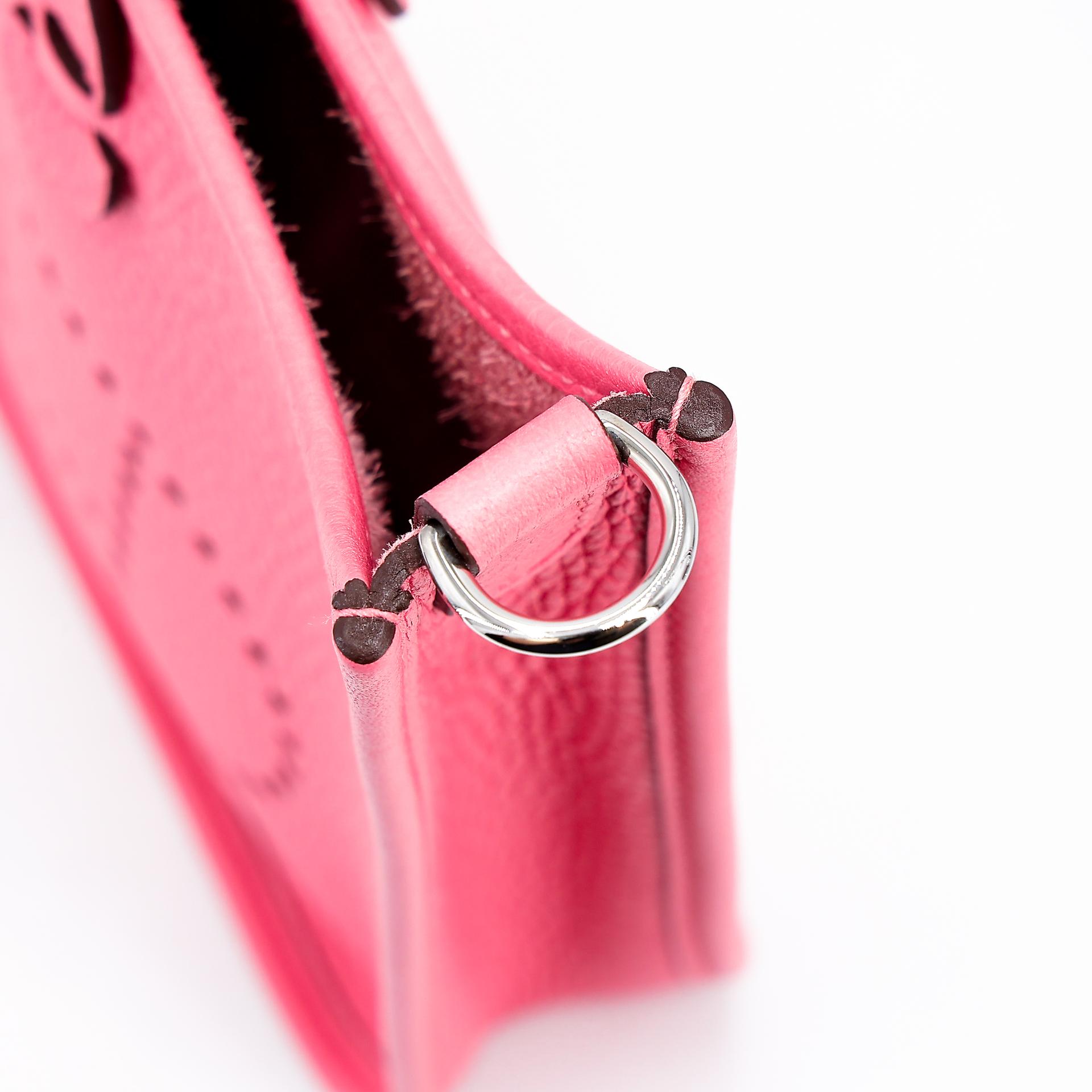 Excellent ( Rank SA ) HERMÈS Mini Evelyne 16 Amazone Rose Azalee (8W) Clemence Palladium hardware X (2016) - 11