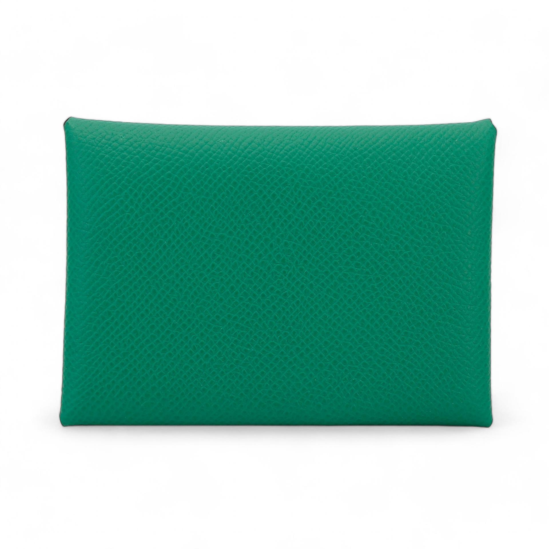 Brand New ( Rank N ) HERMÈS Calvi Duo card holder Jaune milton (i8) Vert Vertigo (U4) Epsom W (2024) - 1
