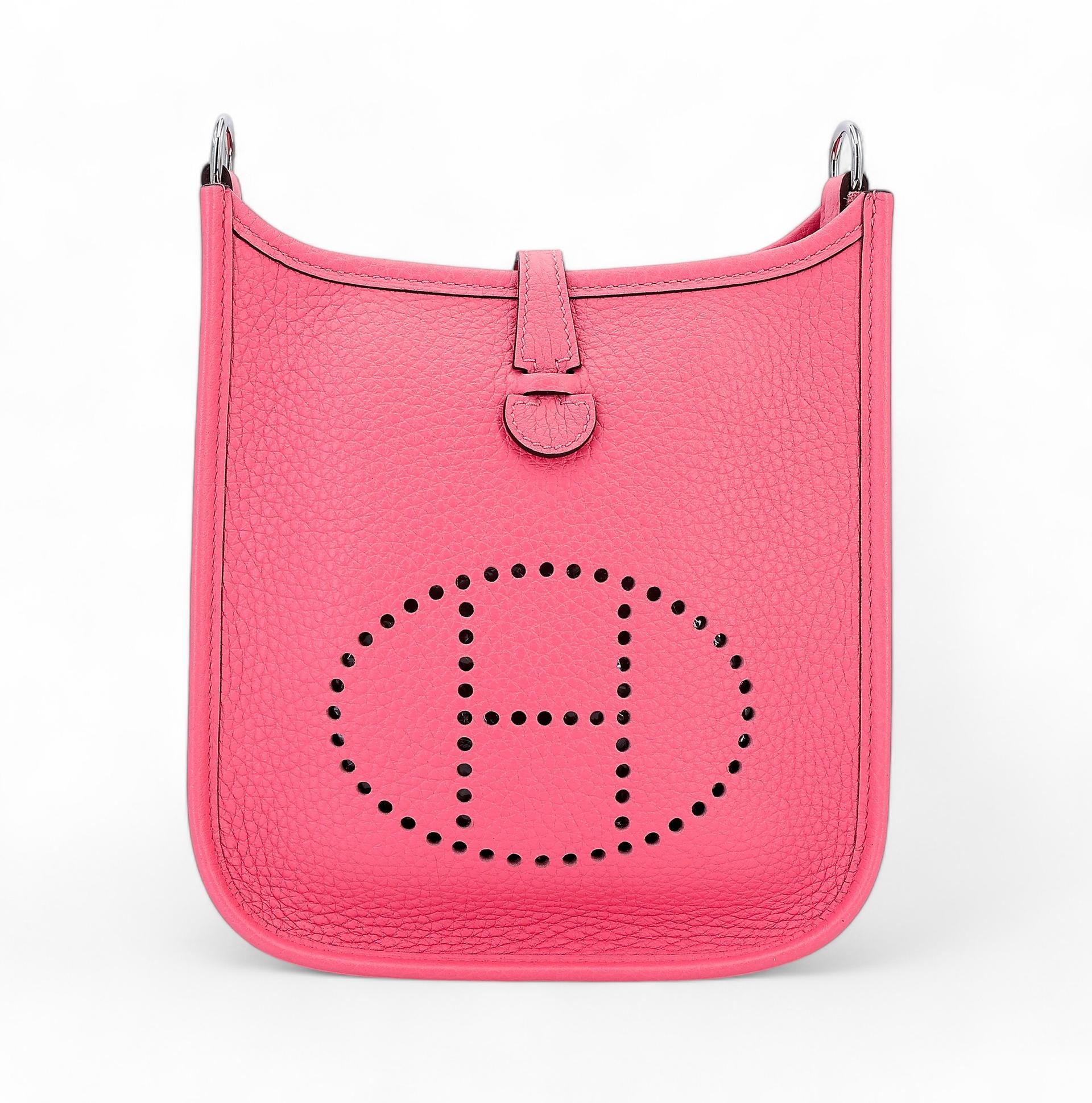 Excellent ( Rank SA ) HERMÈS Mini Evelyne 16 Amazone Rose Azalee (8W) Clemence Palladium hardware X (2016) - 1