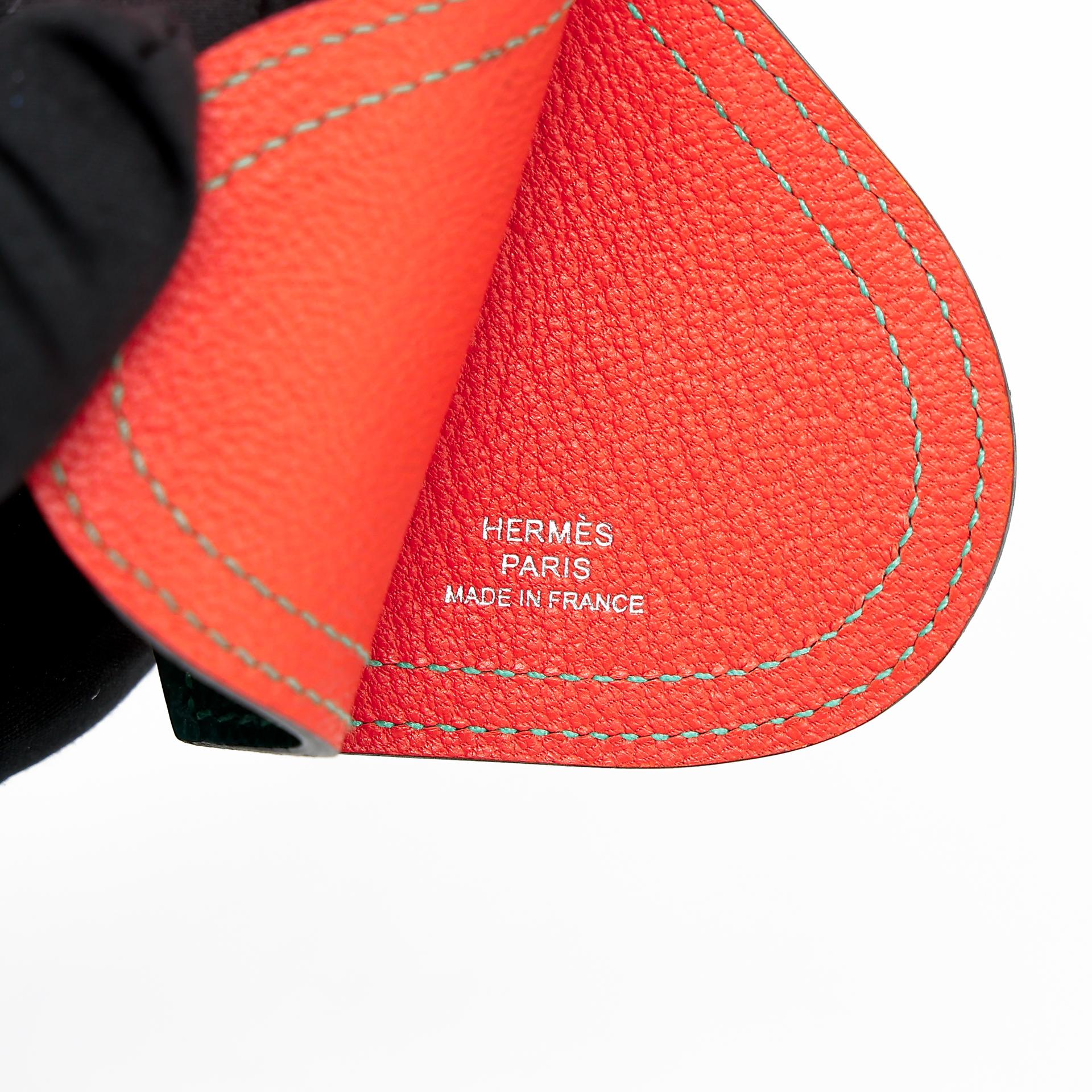 Unused ( Rank NS ) HERMÈS Camail Key Ring Jaune Ambre (9D) Rose Azalee (8W) Vert Cypress (6O) Epsom Y (2020) - 7