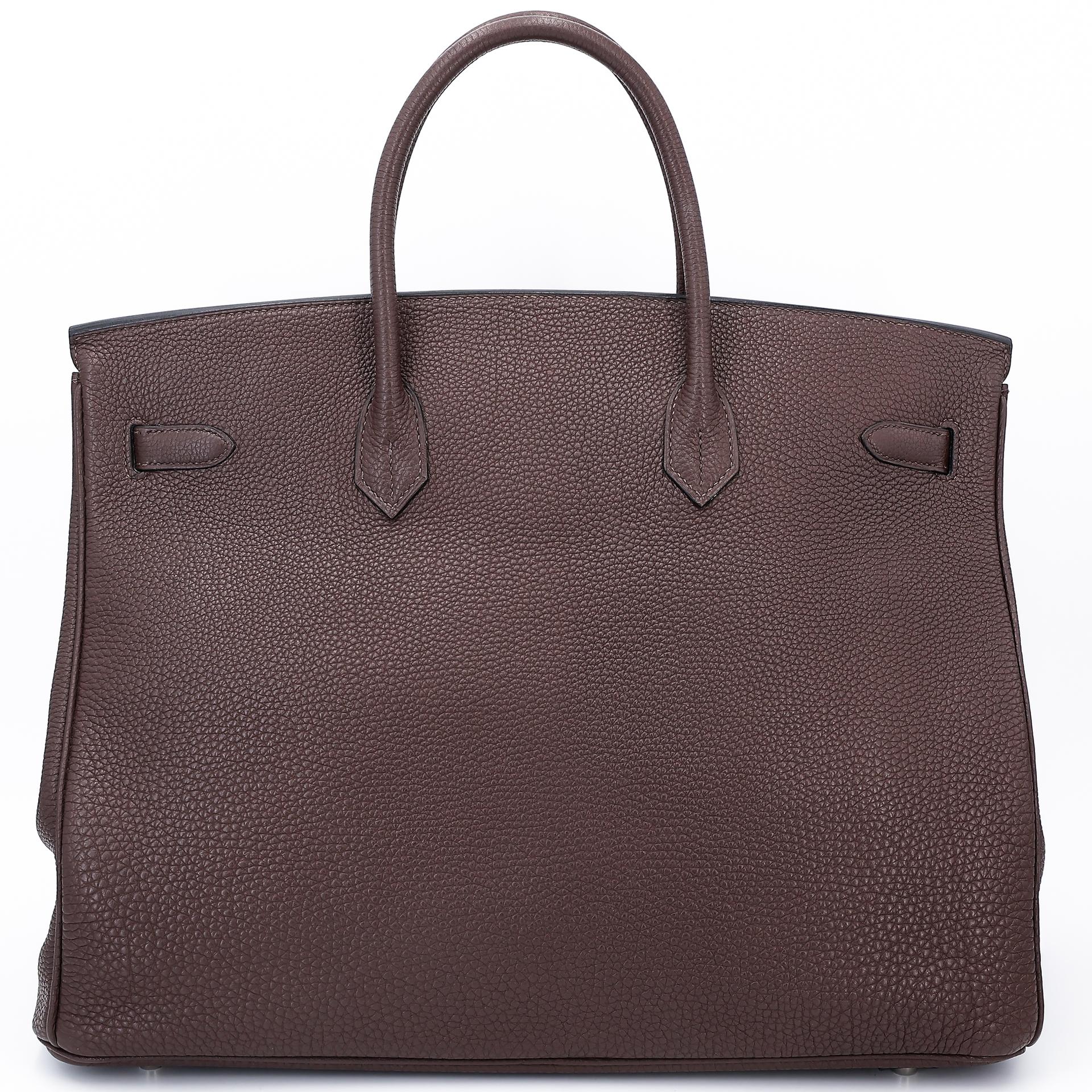 Very Good ( Rank A) HERMÈS Birkin 40 Chocolat (47) Togo Palladium hardware Square K (2007) - 2