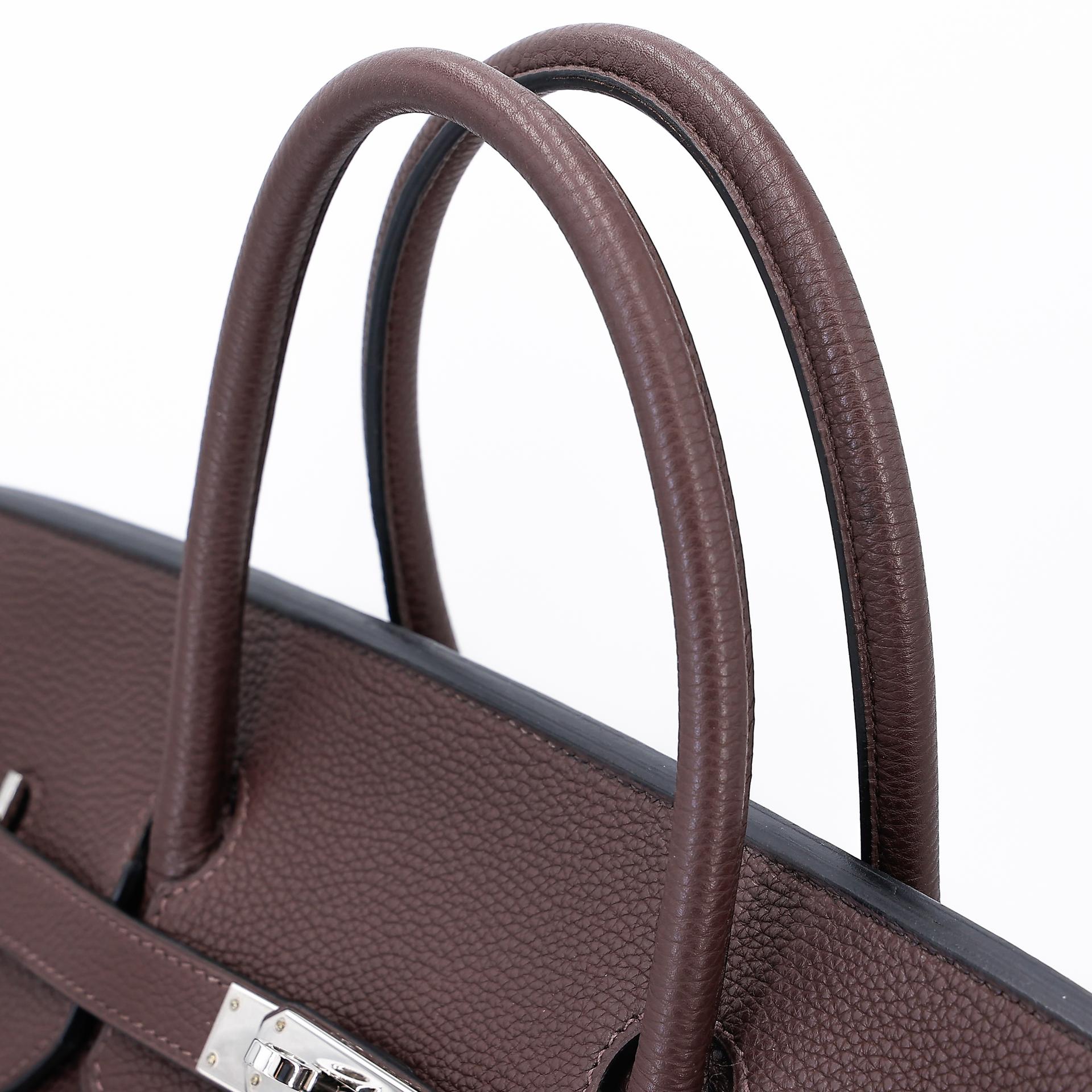 Very Good ( Rank A) HERMÈS Birkin 40 Chocolat (47) Togo Palladium hardware Square K (2007) - 3