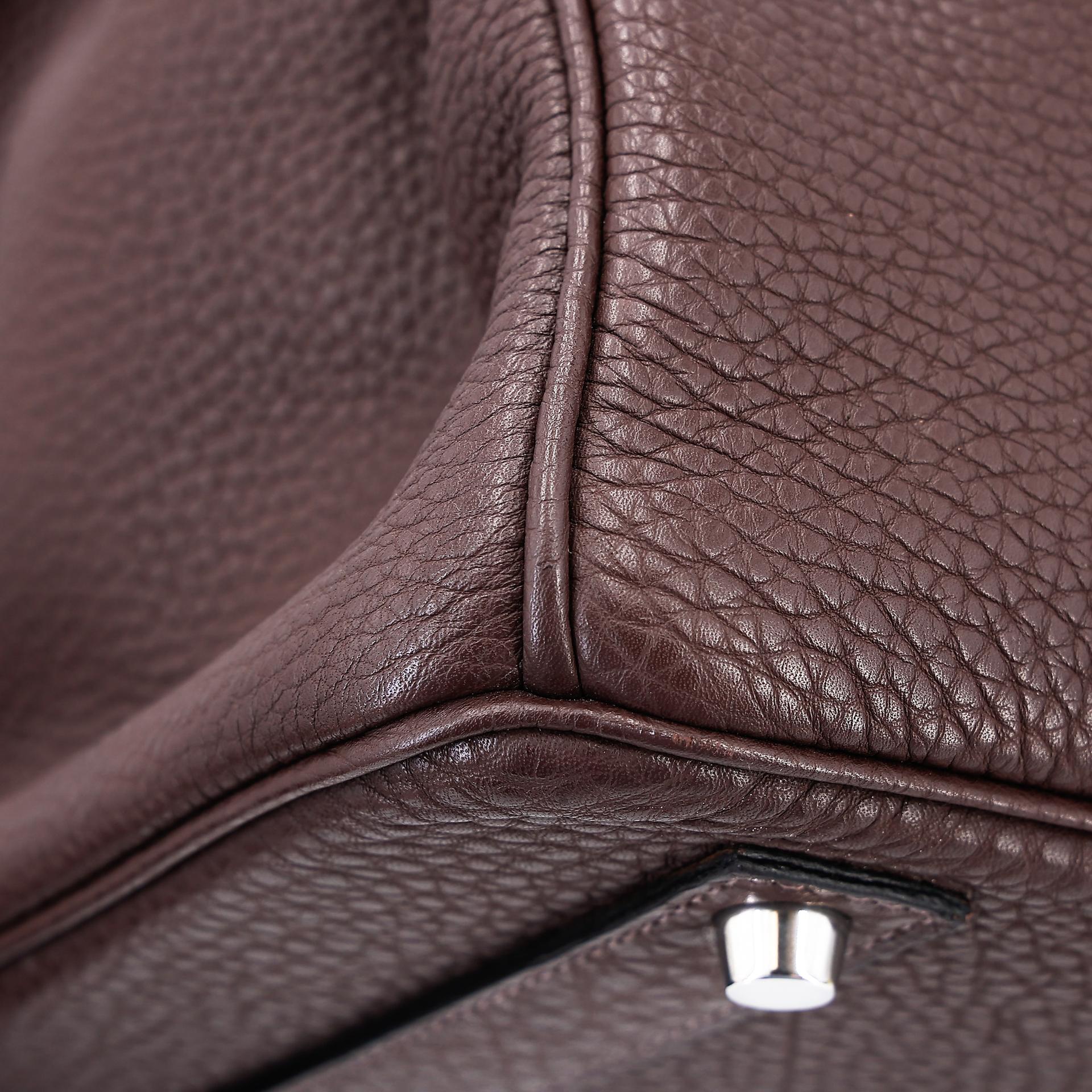 Very Good ( Rank A) HERMÈS Birkin 40 Chocolat (47) Togo Palladium hardware Square K (2007) - 10