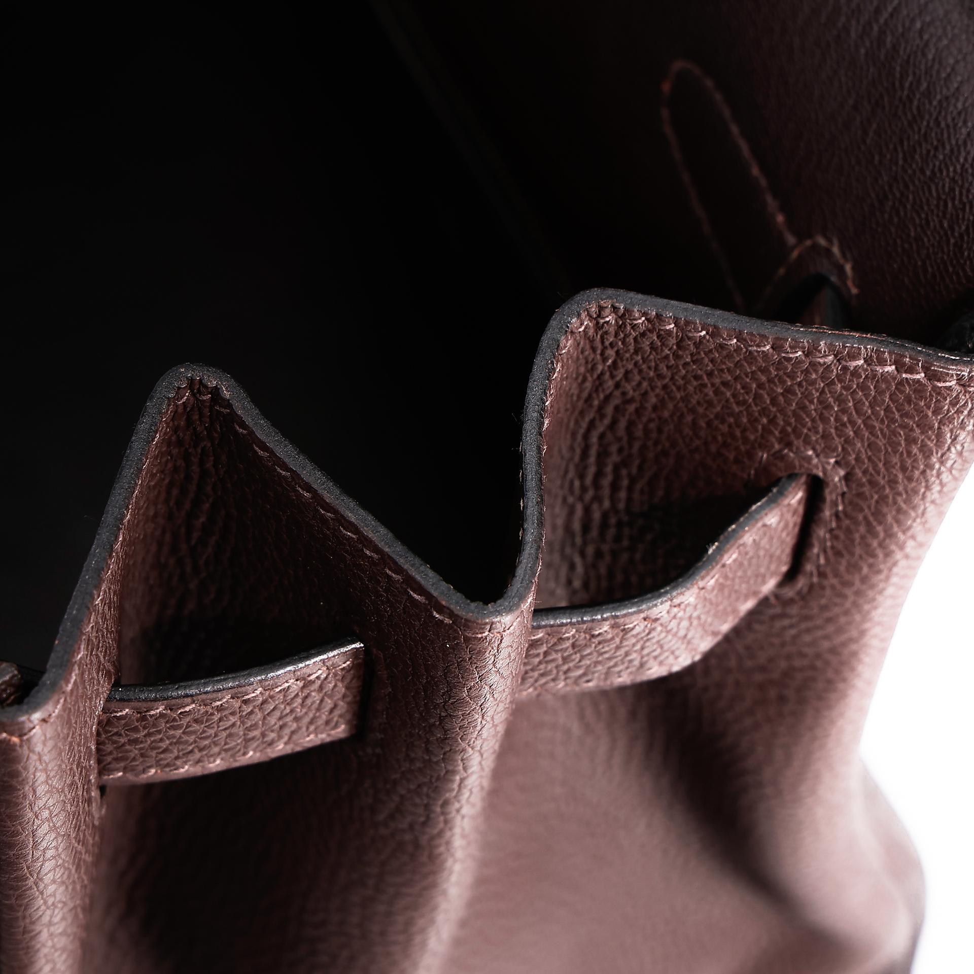Very Good ( Rank A) HERMÈS Birkin 40 Chocolat (47) Togo Palladium hardware Square K (2007) - 16