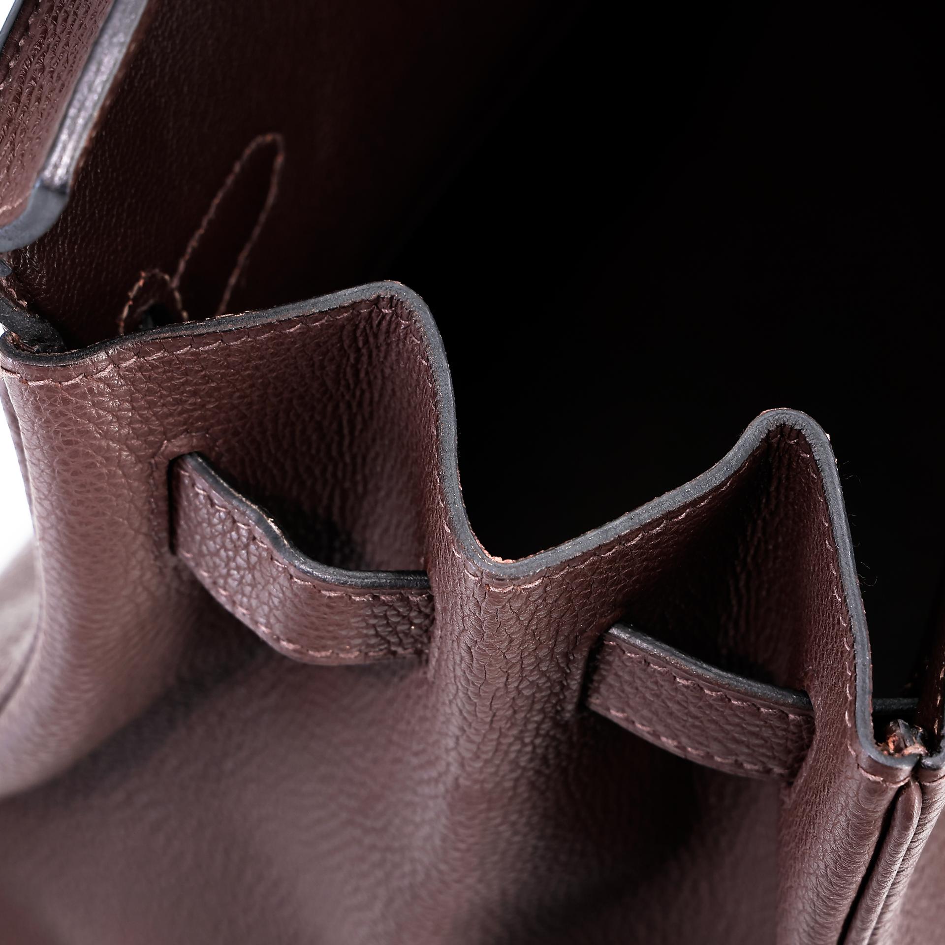 Very Good ( Rank A) HERMÈS Birkin 40 Chocolat (47) Togo Palladium hardware Square K (2007) - 17