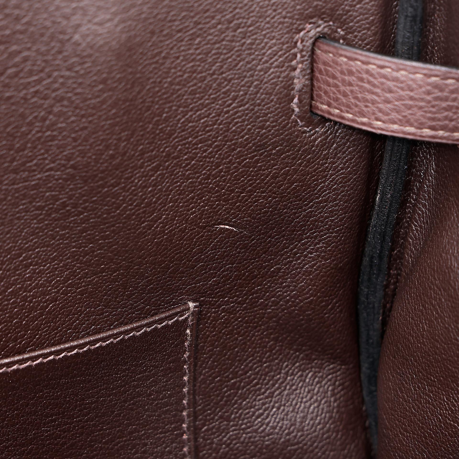Very Good ( Rank A) HERMÈS Birkin 40 Chocolat (47) Togo Palladium hardware Square K (2007) - 20