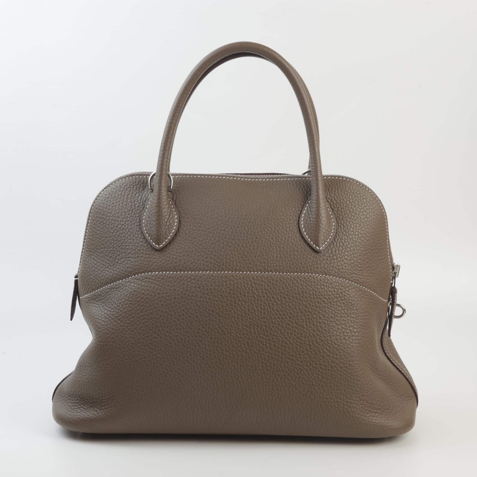 Very Good ( Rank A) HERMÈS Bolide 31 Etoupe (18) Clemence Palladium hardware Y (2020) - 2