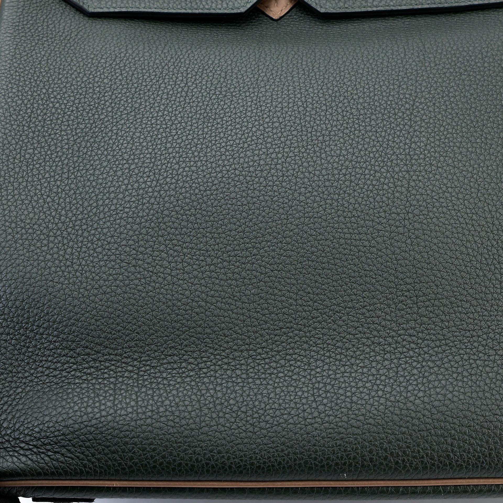 Very Good ( Rank A) HERMÈS Special Order Birkin 40 Etoupe (18) Vert Fonce (67) Togo Brushed Palladium A (2017) - 15