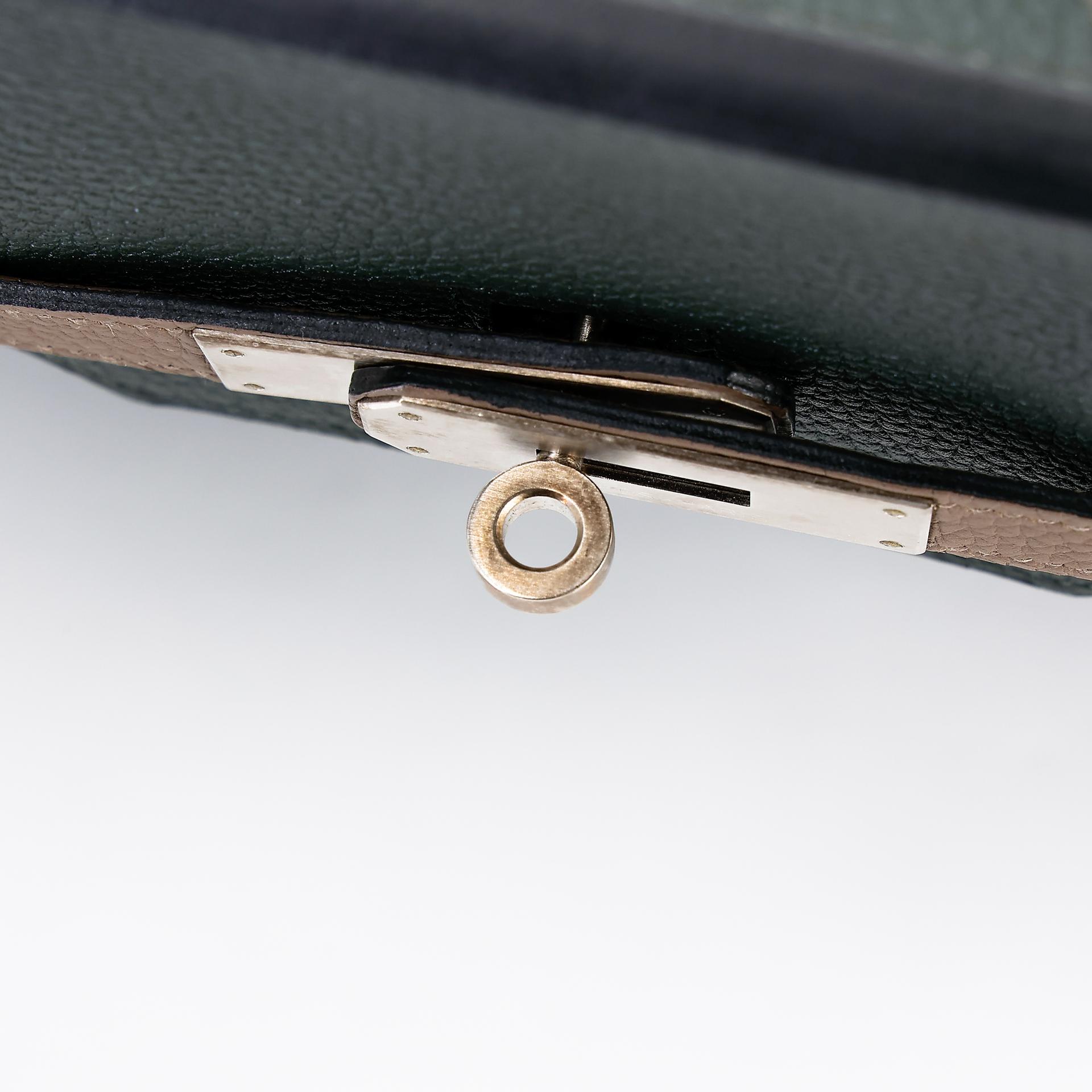 Very Good ( Rank A) HERMÈS Special Order Birkin 40 Etoupe (18) Vert Fonce (67) Togo Brushed Palladium A (2017) - 21