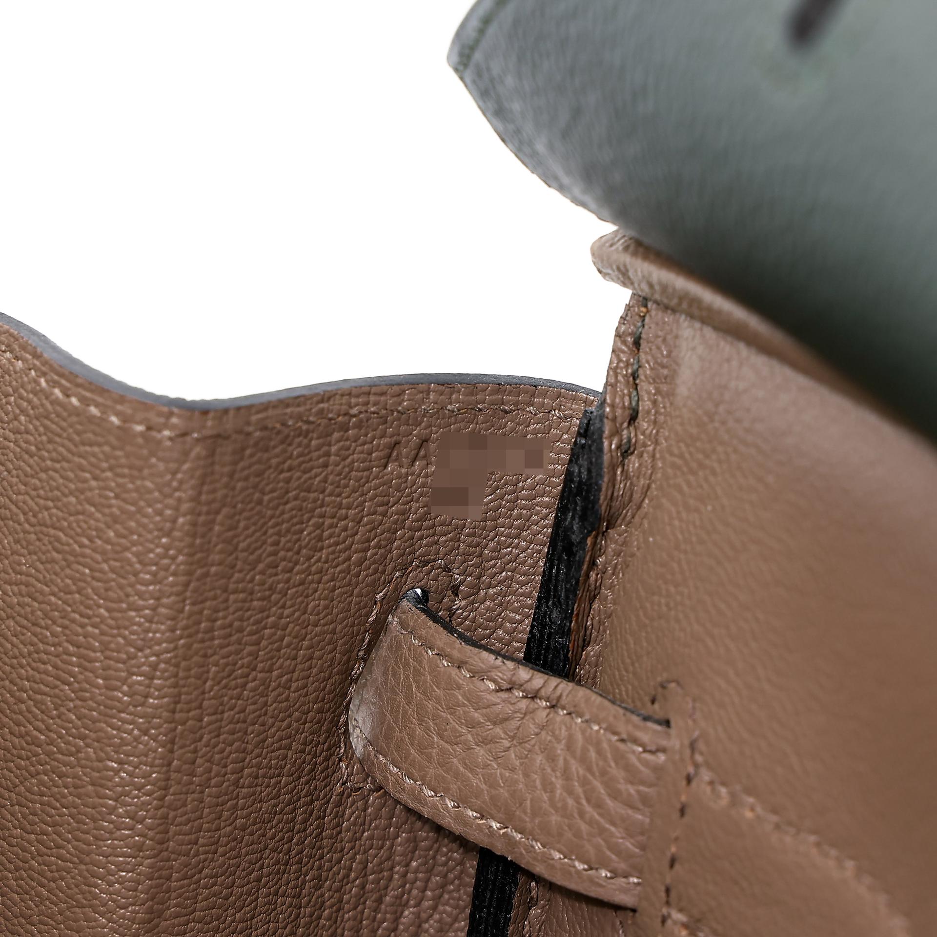 Very Good ( Rank A) HERMÈS Special Order Birkin 40 Etoupe (18) Vert Fonce (67) Togo Brushed Palladium A (2017) - 24