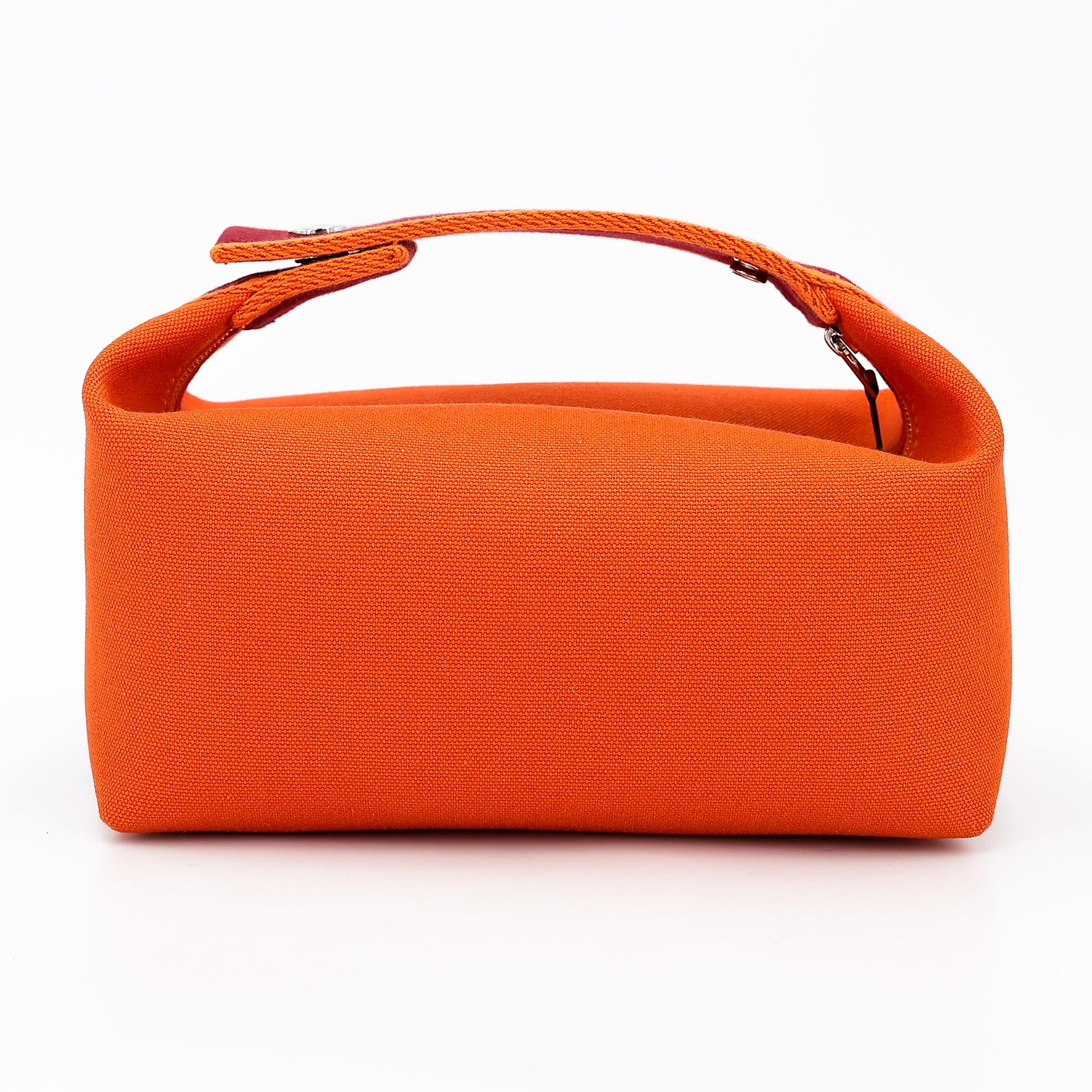 Brand New ( Rank N ) HERMÈS Bride-a-Brac Case PM Orange (93) Feu (9J) Canvas - 2
