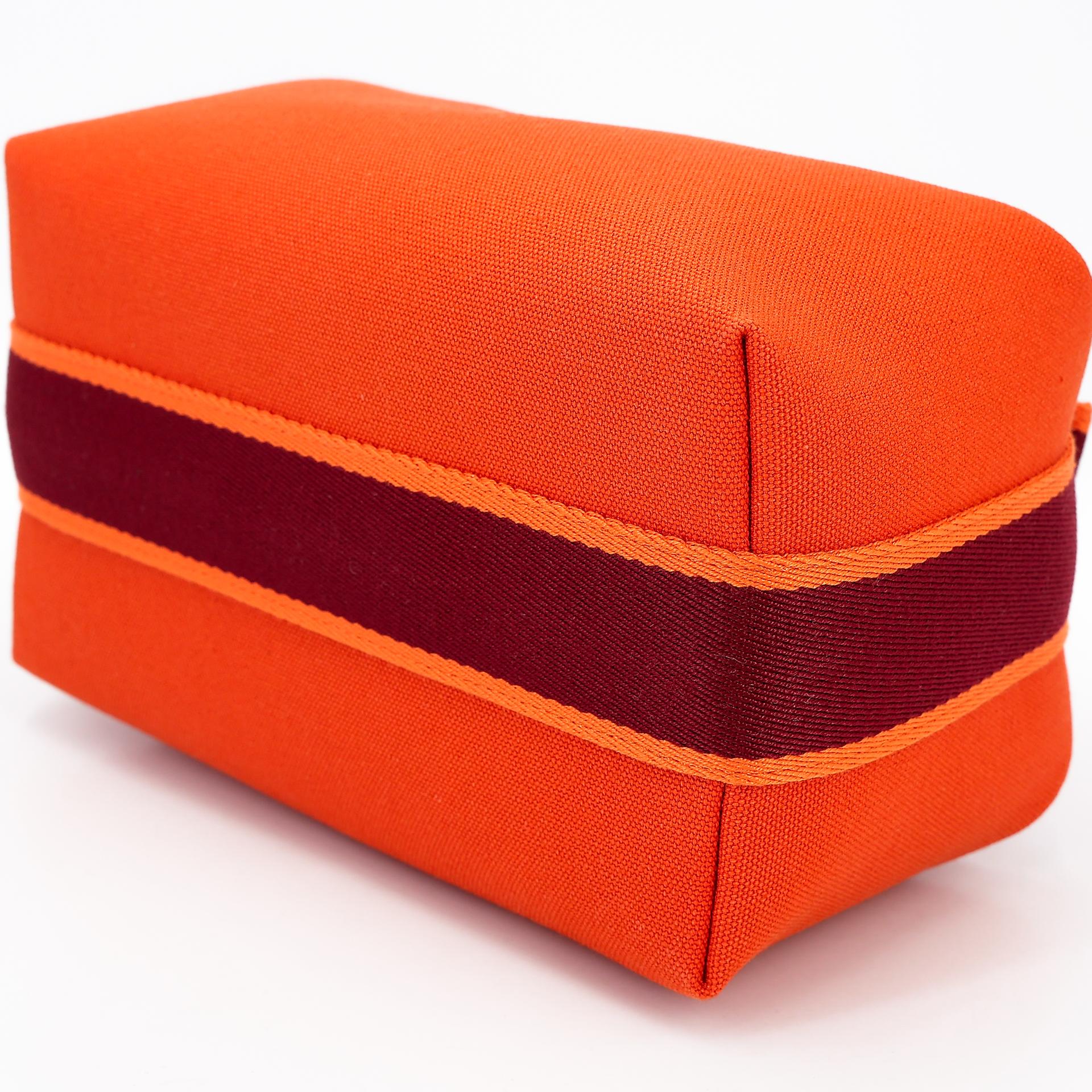 Brand New ( Rank N ) HERMÈS Bride-a-Brac Case PM Orange (93) Feu (9J) Canvas - 3