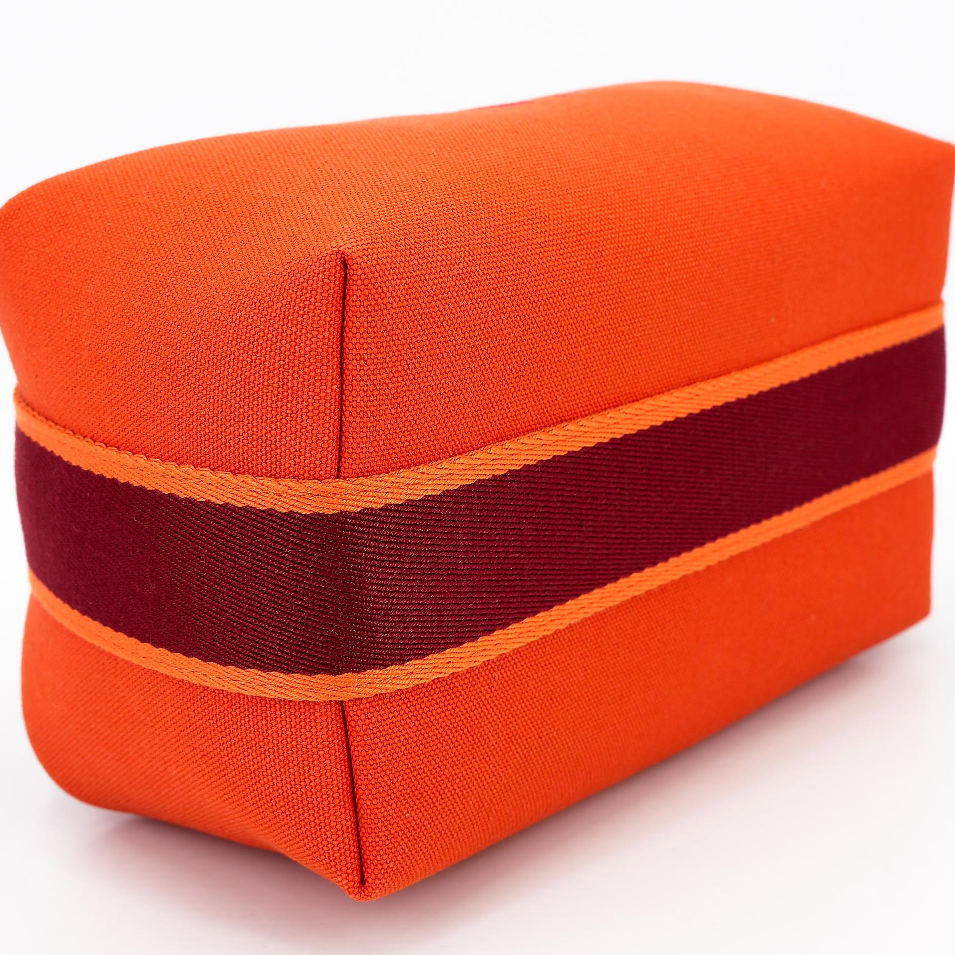 Brand New ( Rank N ) HERMÈS Bride-a-Brac Case PM Orange (93) Feu (9J) Canvas - 4