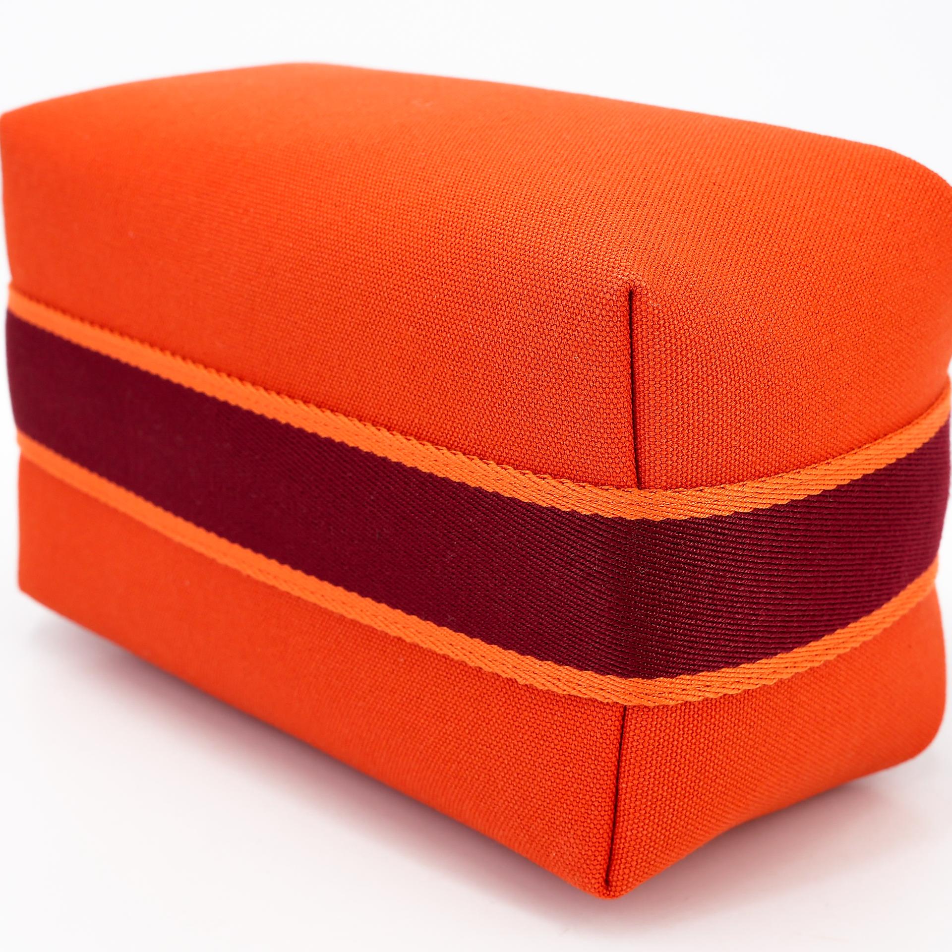 Brand New ( Rank N ) HERMÈS Bride-a-Brac Case PM Orange (93) Feu (9J) Canvas - 5