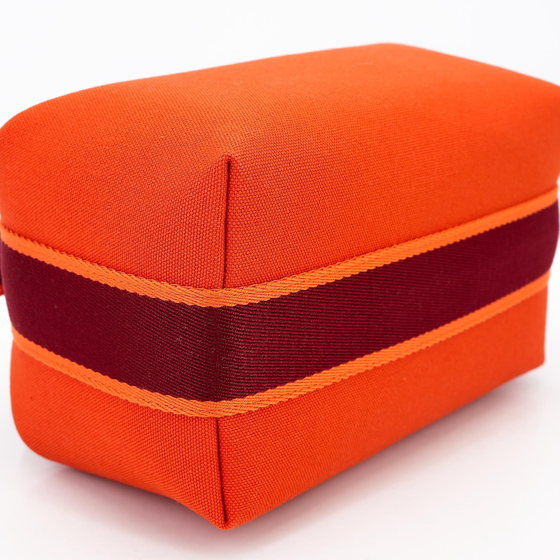 Brand New ( Rank N ) HERMÈS Bride-a-Brac Case PM Orange (93) Feu (9J) Canvas - 6