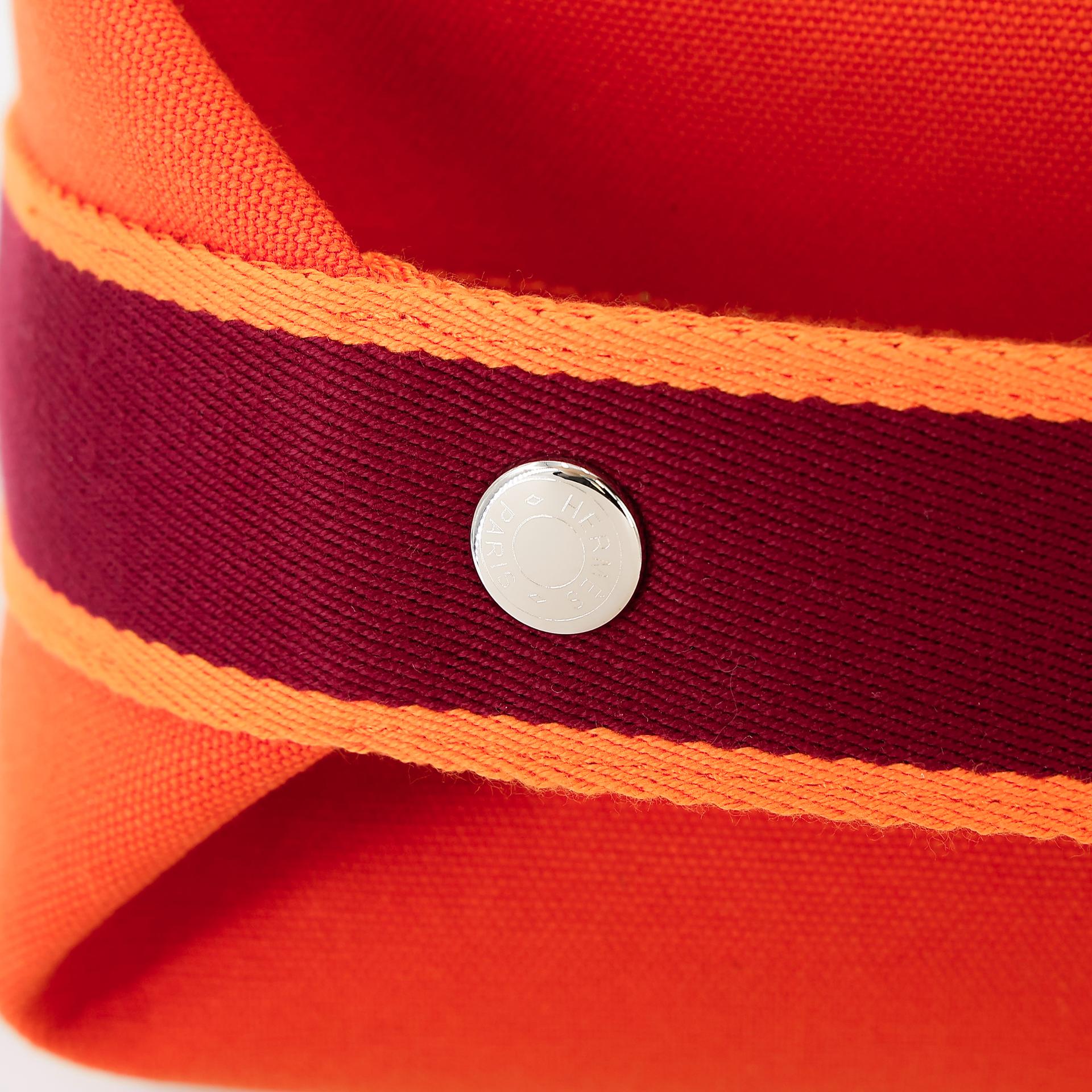 Brand New ( Rank N ) HERMÈS Bride-a-Brac Case PM Orange (93) Feu (9J) Canvas - 9
