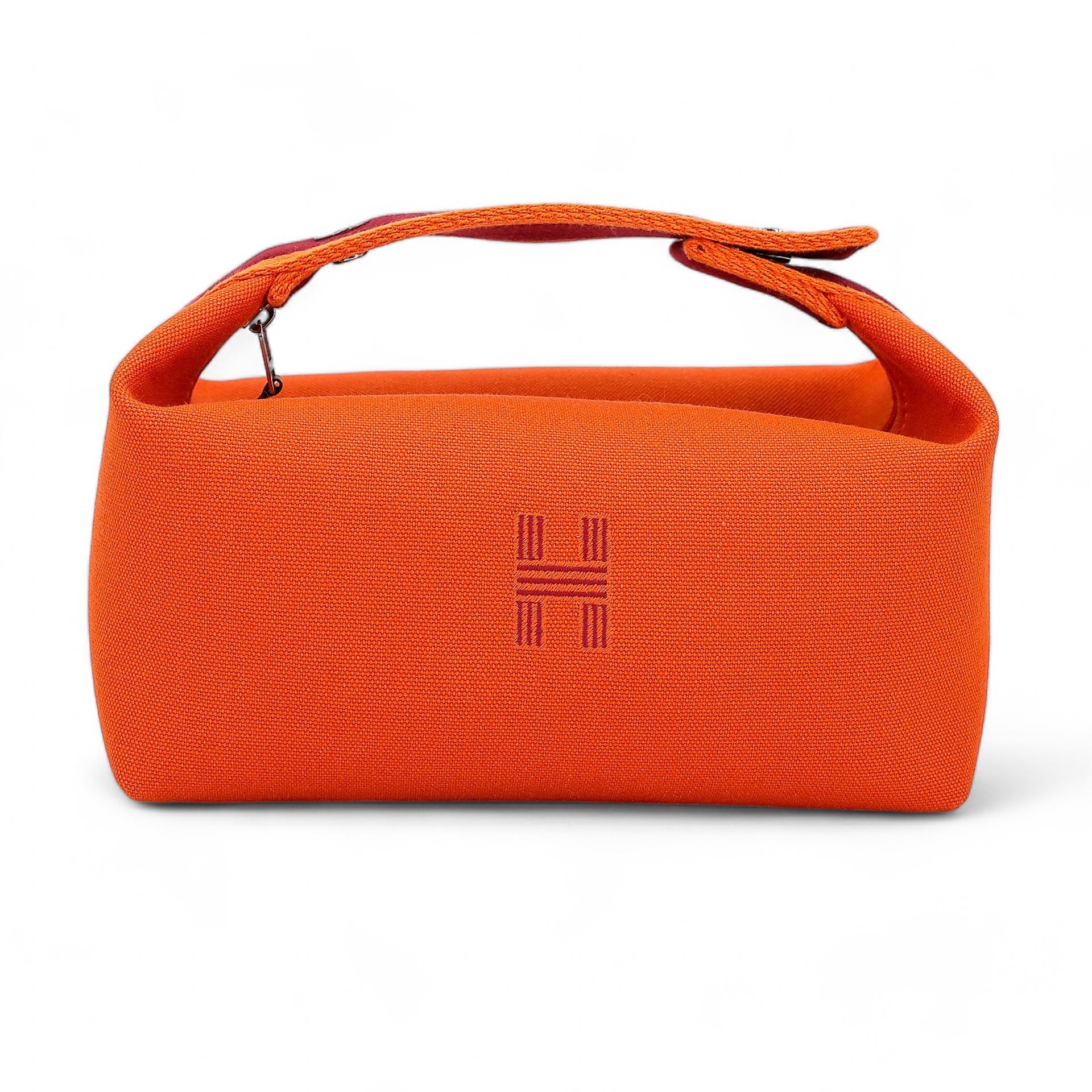 Brand New ( Rank N ) HERMÈS Bride-a-Brac Case PM Orange (93) Feu (9J) Canvas - 1