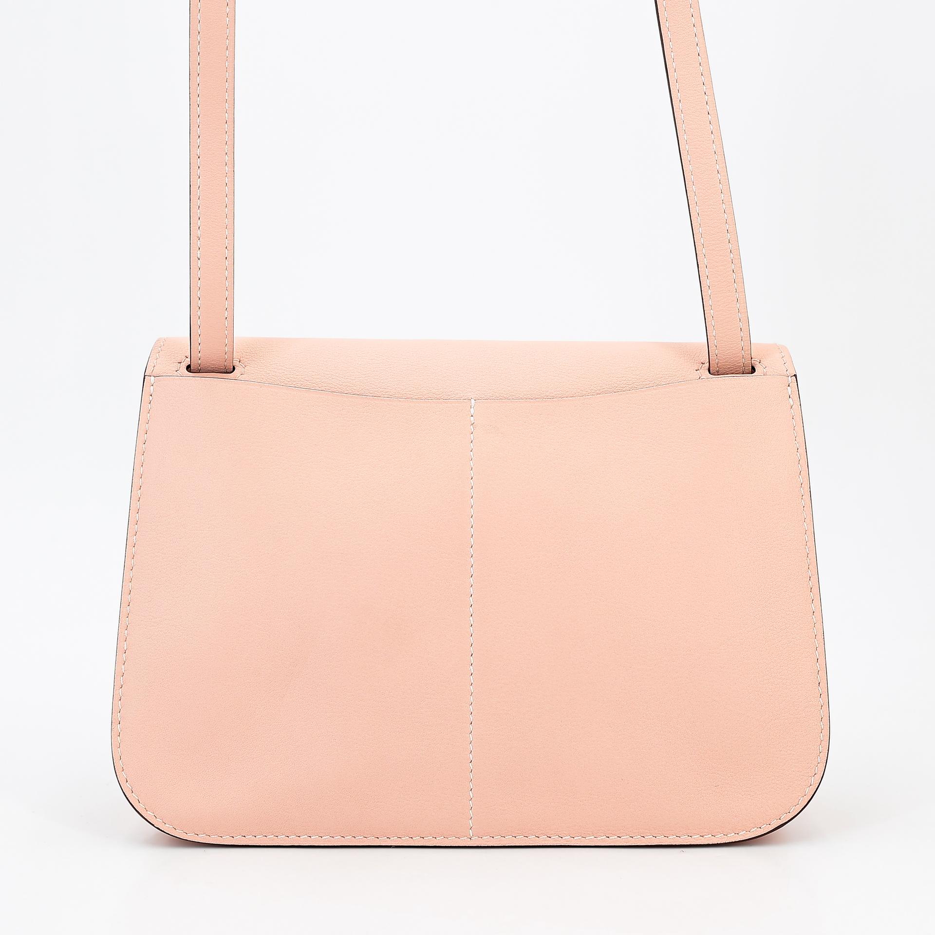 Very Good ( Rank A) HERMÈS Halzan Mini Rose Eglantine (P1) Swift Palladium hardware X (2016) - 2