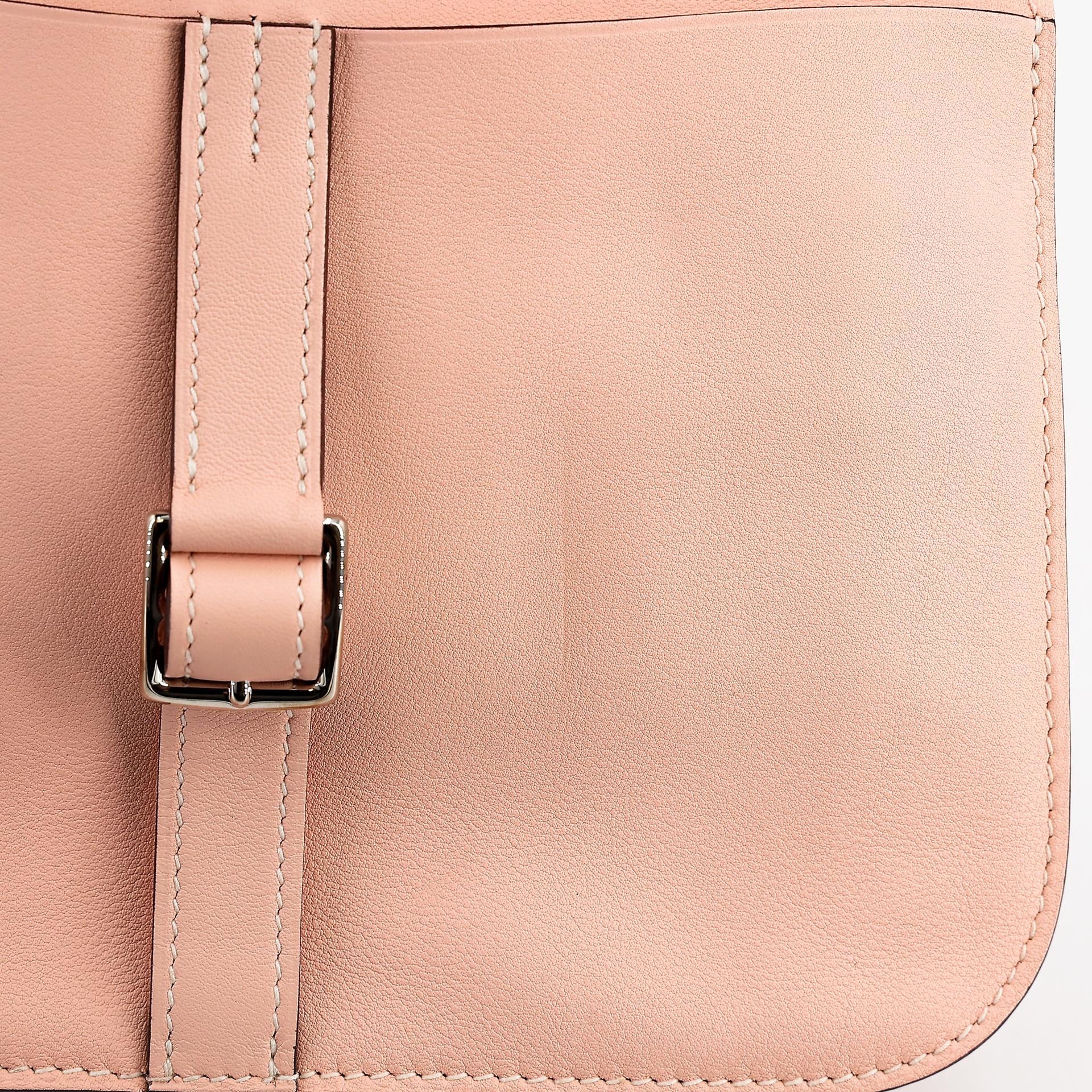 Very Good ( Rank A) HERMÈS Halzan Mini Rose Eglantine (P1) Swift Palladium hardware X (2016) - 12