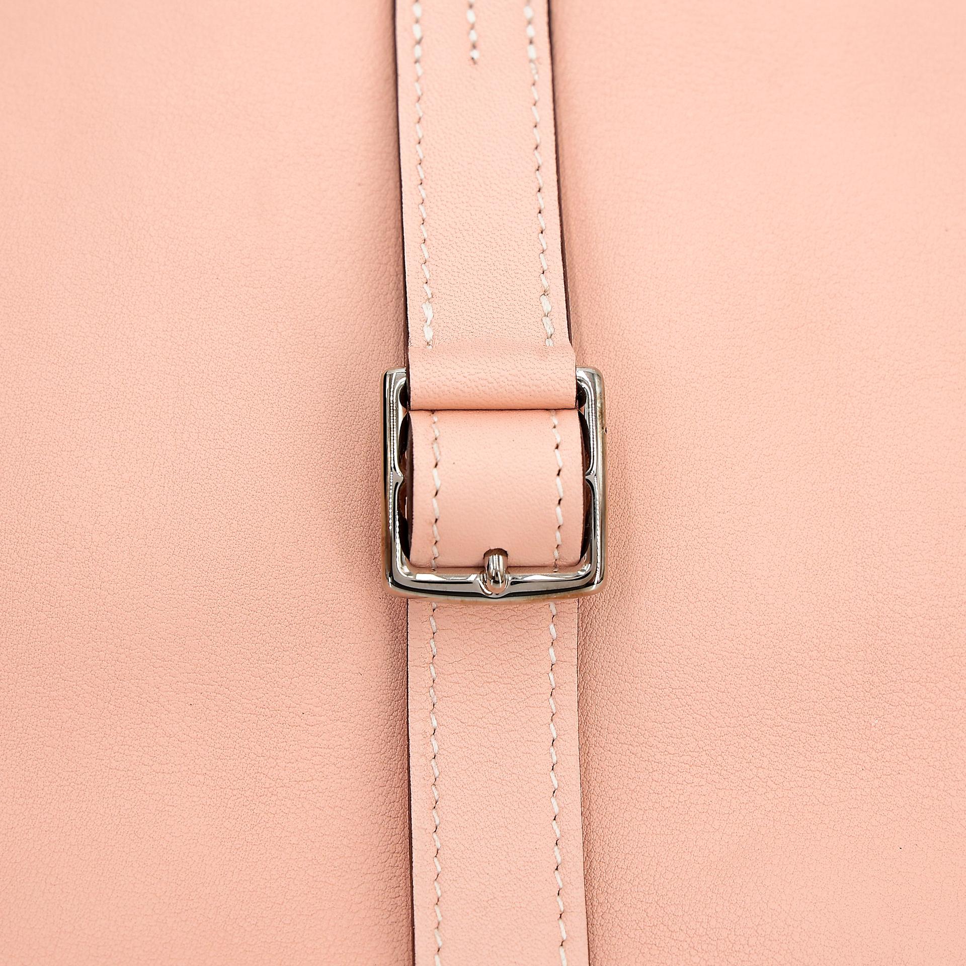Very Good ( Rank A) HERMÈS Halzan Mini Rose Eglantine (P1) Swift Palladium hardware X (2016) - 13