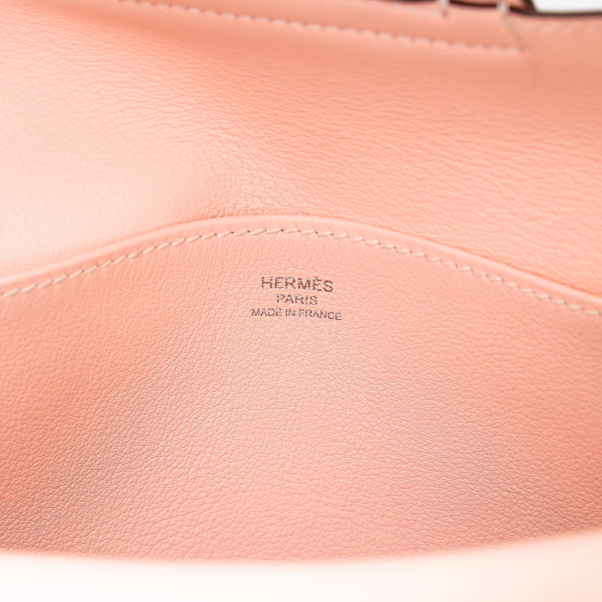 Very Good ( Rank A) HERMÈS Halzan Mini Rose Eglantine (P1) Swift Palladium hardware X (2016) - 15