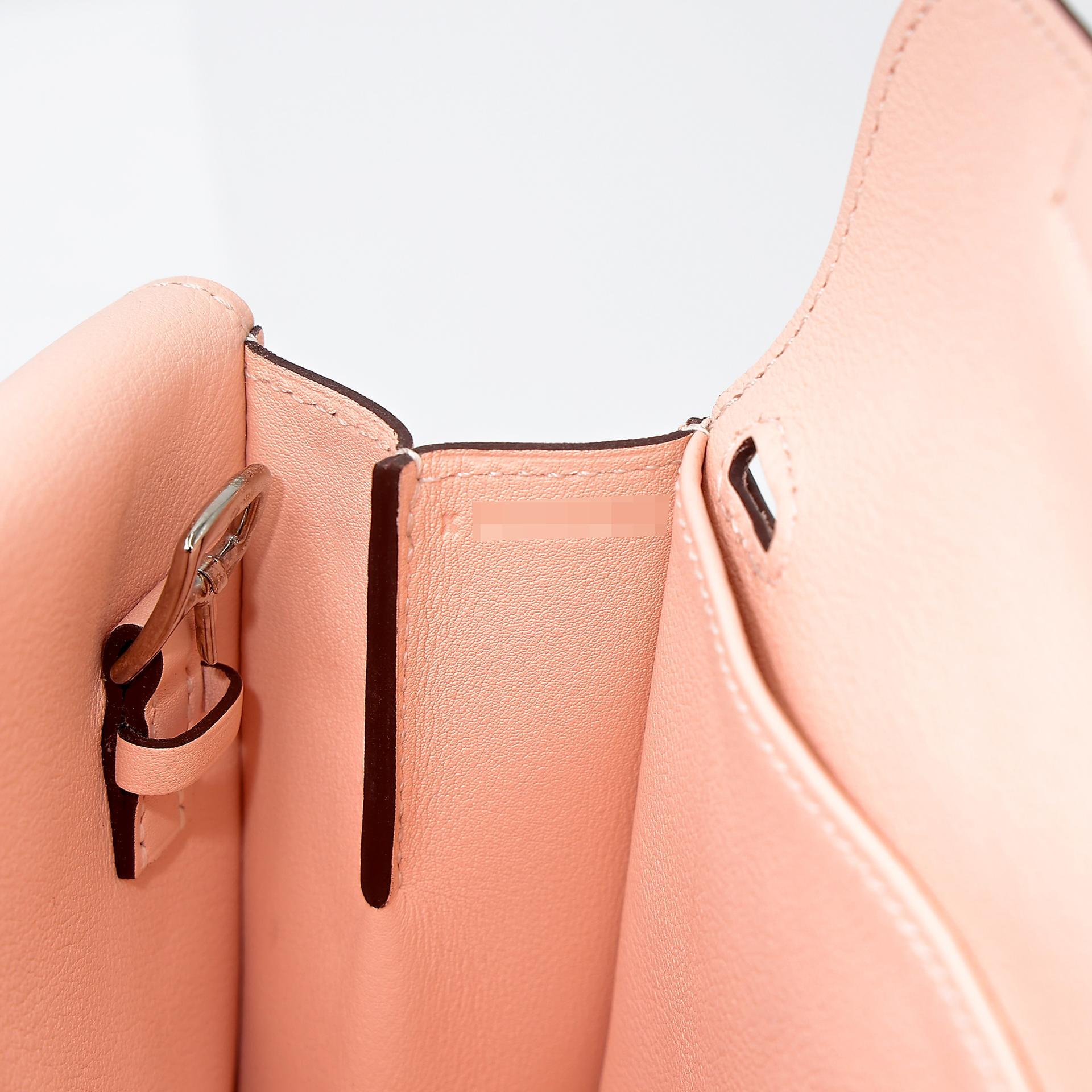 Very Good ( Rank A) HERMÈS Halzan Mini Rose Eglantine (P1) Swift Palladium hardware X (2016) - 22