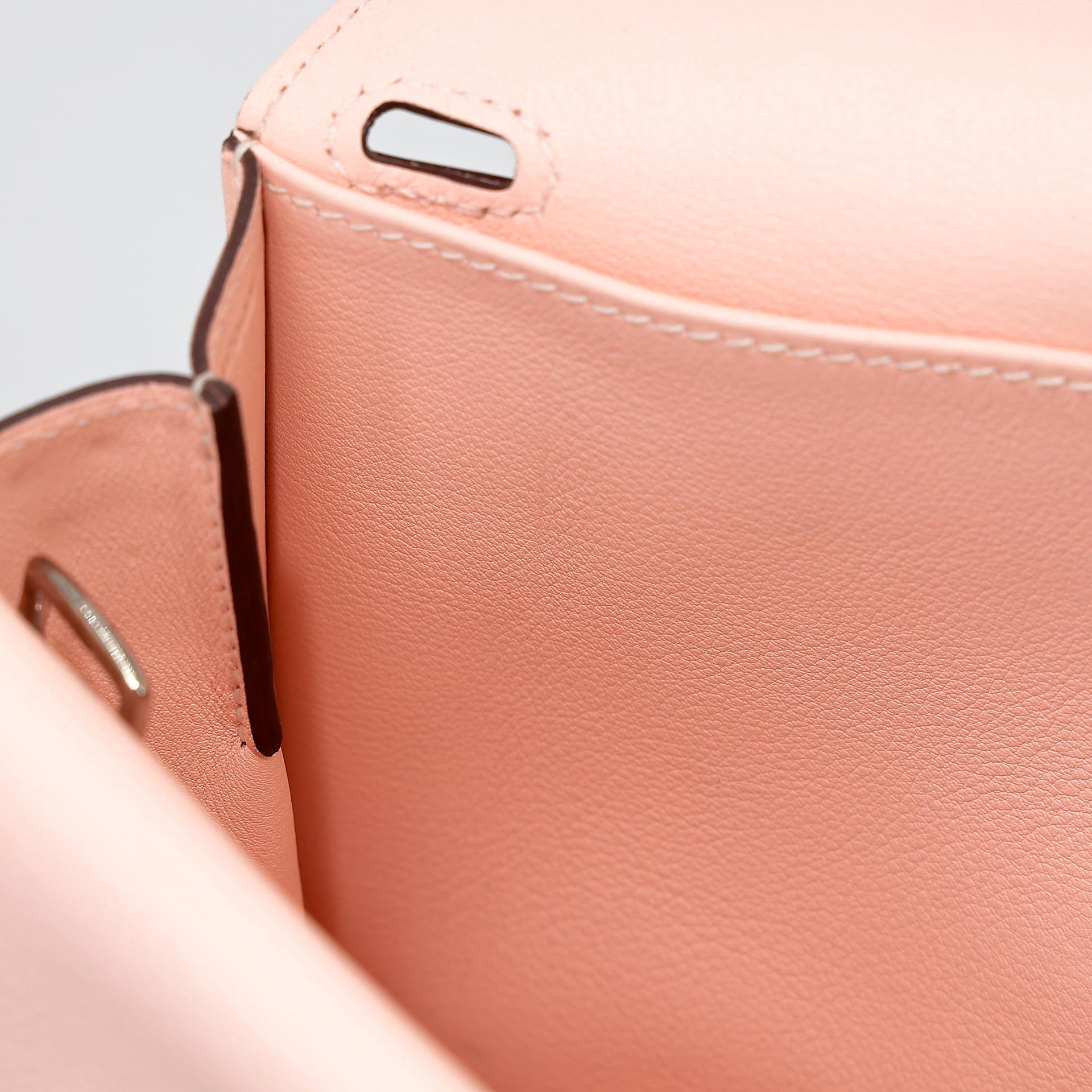 Very Good ( Rank A) HERMÈS Halzan Mini Rose Eglantine (P1) Swift Palladium hardware X (2016) - 20