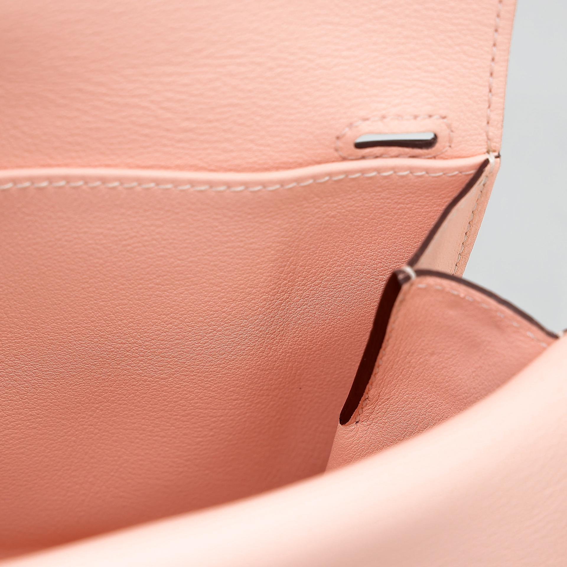 Very Good ( Rank A) HERMÈS Halzan Mini Rose Eglantine (P1) Swift Palladium hardware X (2016) - 19