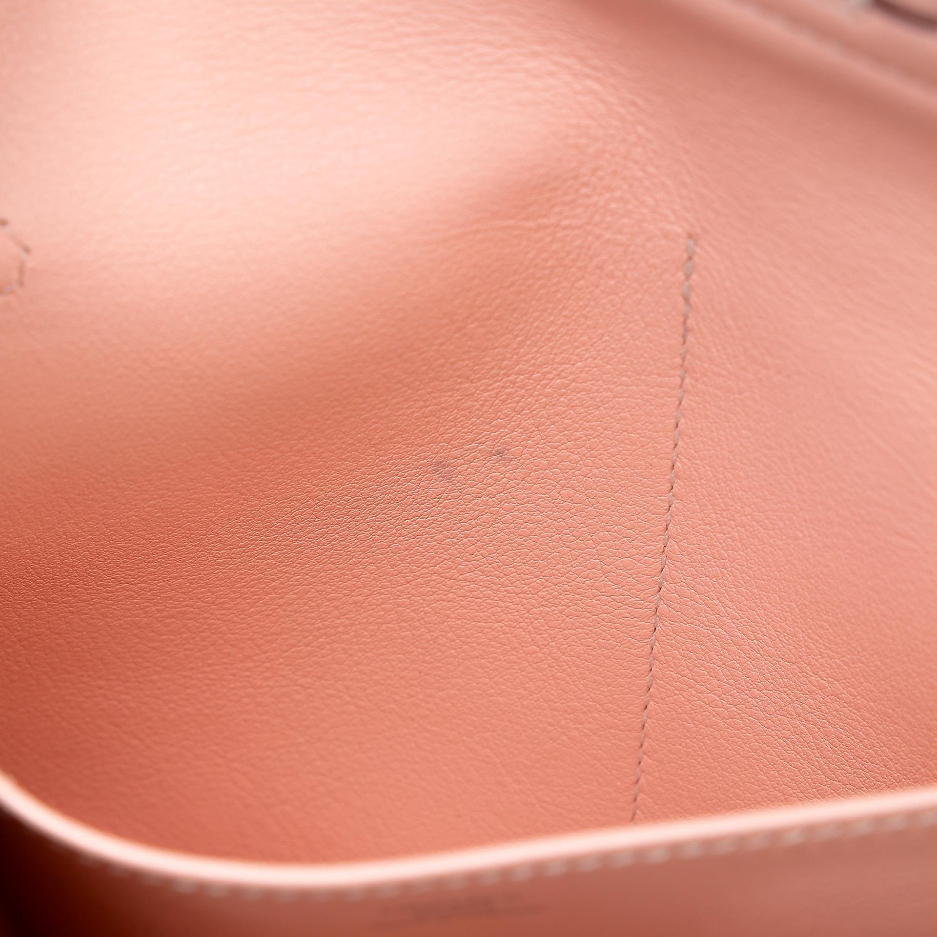 Very Good ( Rank A) HERMÈS Halzan Mini Rose Eglantine (P1) Swift Palladium hardware X (2016) - 18